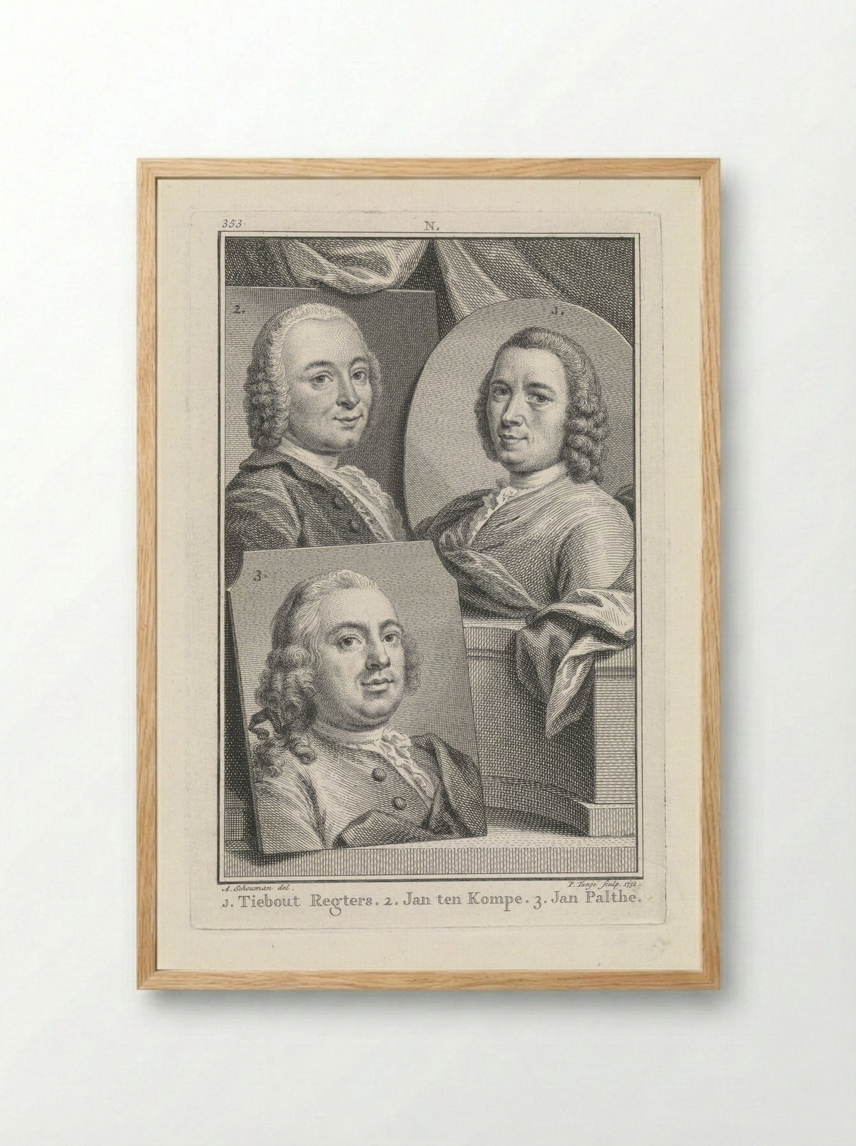 Portrait of Tibout Regters, Jan ten Compe, and Jan Palthe - Tibout Regters - Framed Print Wood