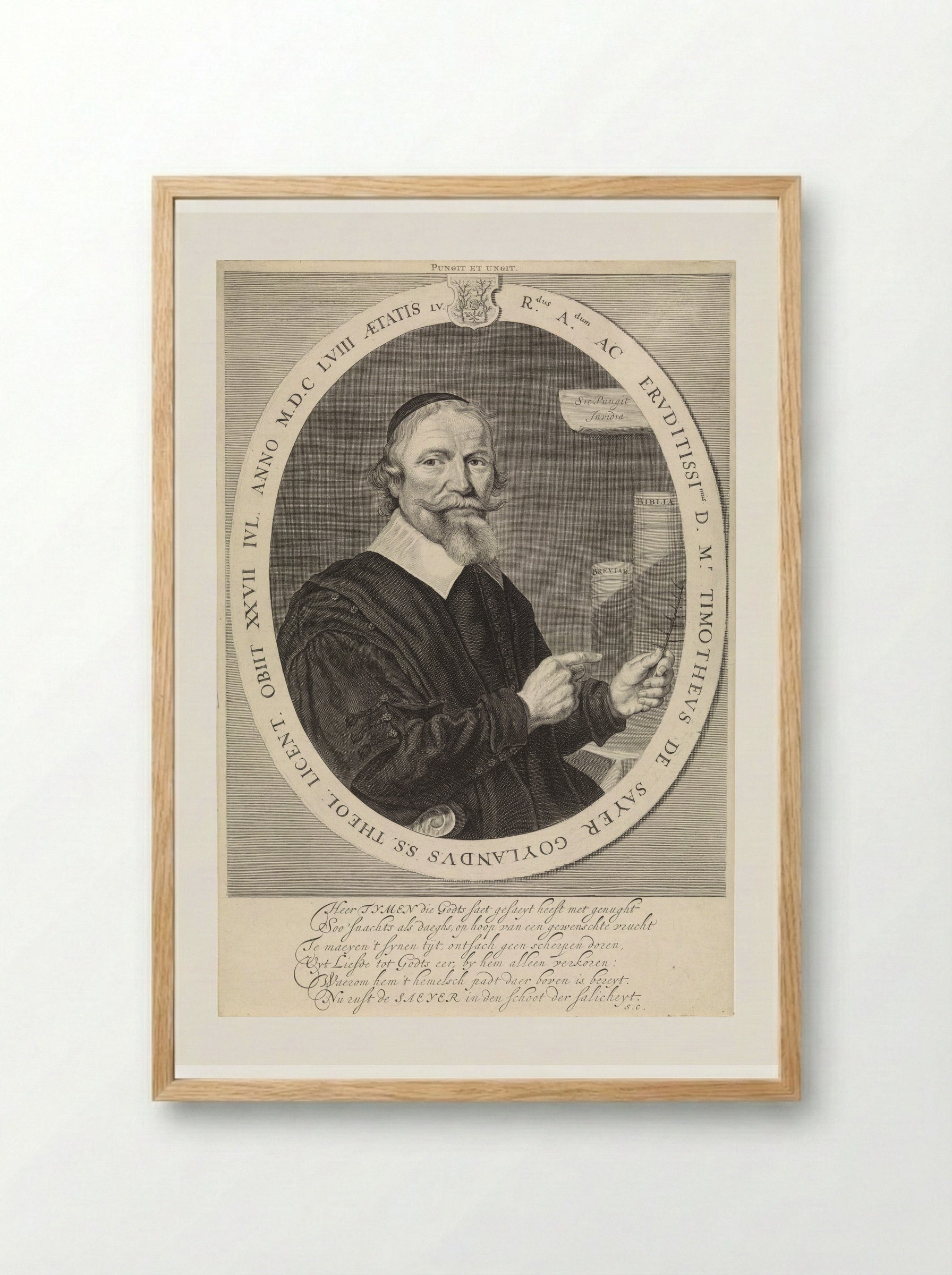 Portrait of Timotheus de Sayer - Theodor Matham - Framed Print Wood