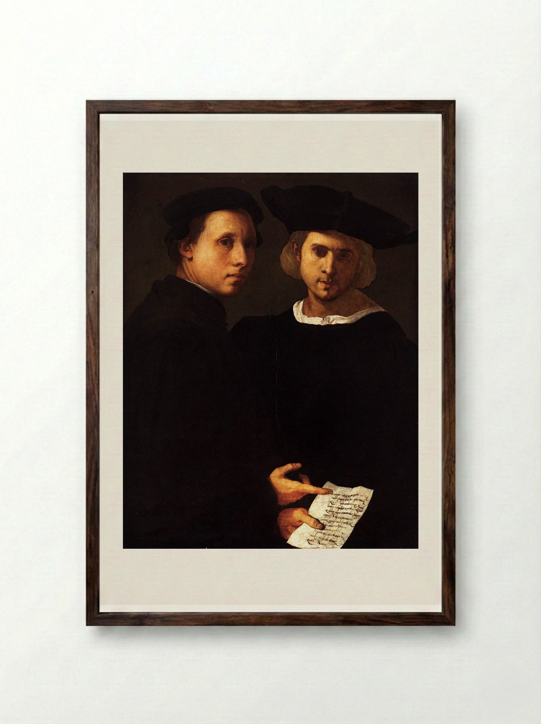 Portrait of Two Friends - Jacopo Pontormo - Framed Print Dark Wood