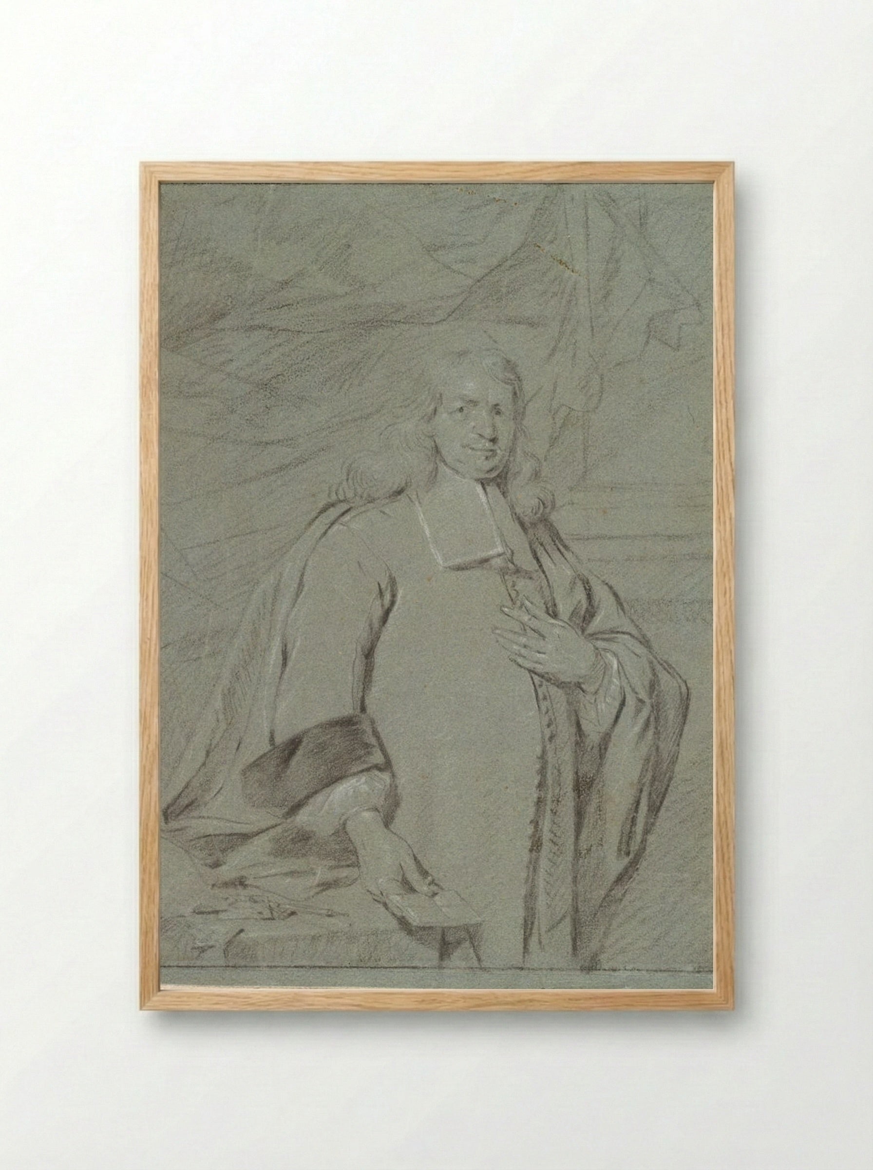 Portrait of Unidentified Standing Man - Abraham van den Tempel - Framed Print Wood