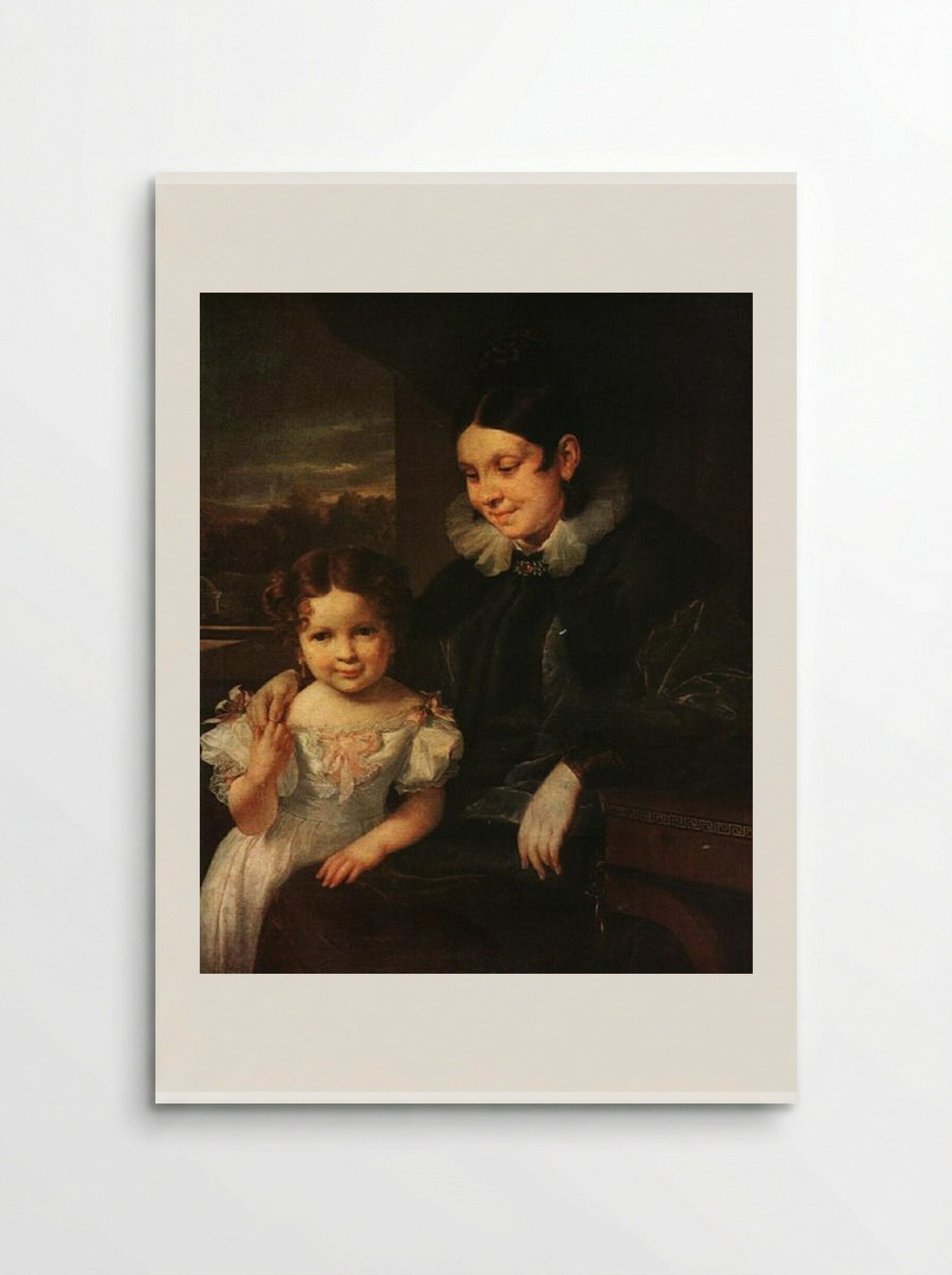 Portrait of V. I. Yershova with Her Daughter - Vasily Tropinin - Poster
