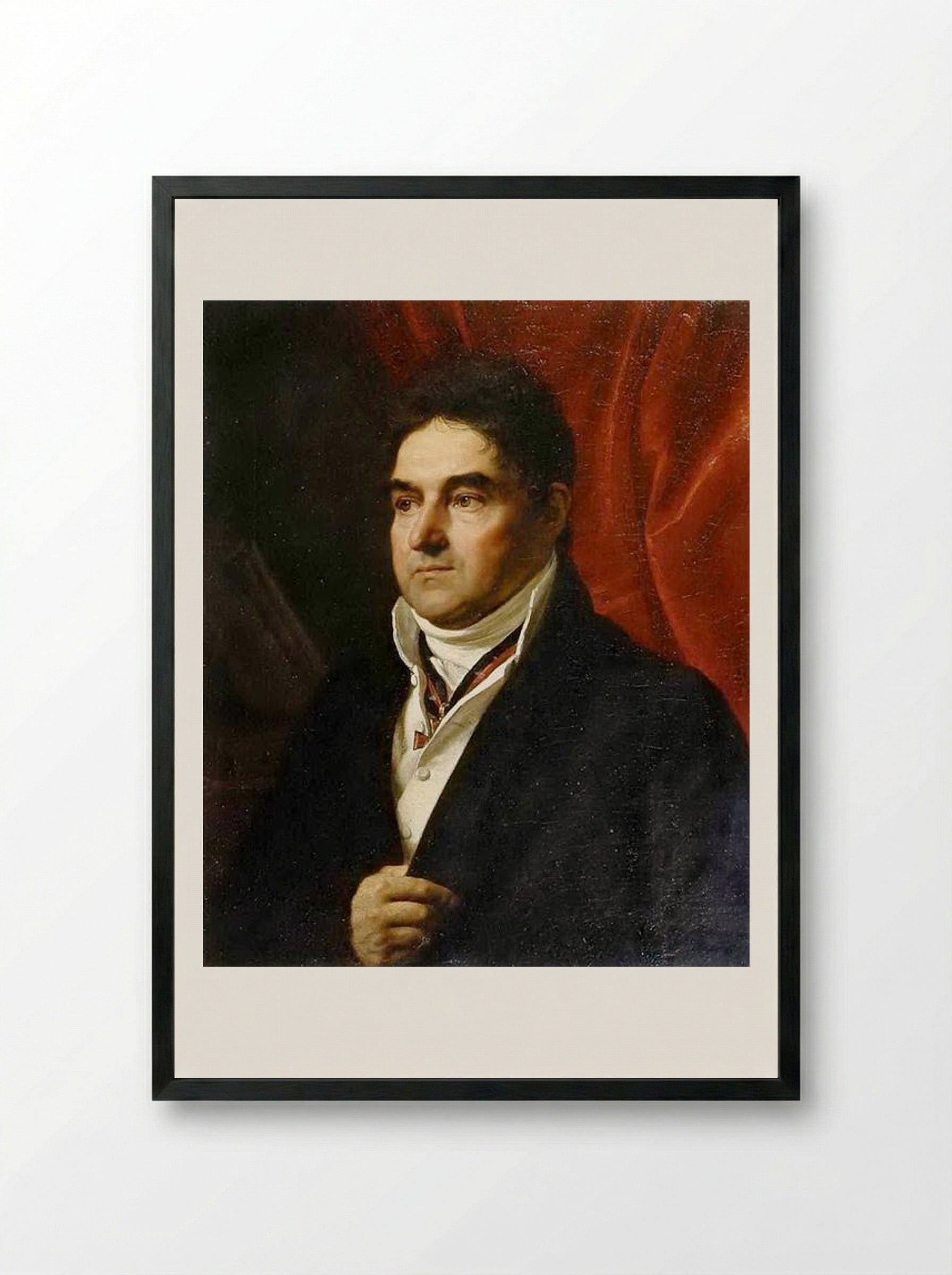 Portrait of V. S. Khvostov - Orest Kiprensky - Framed Print Black