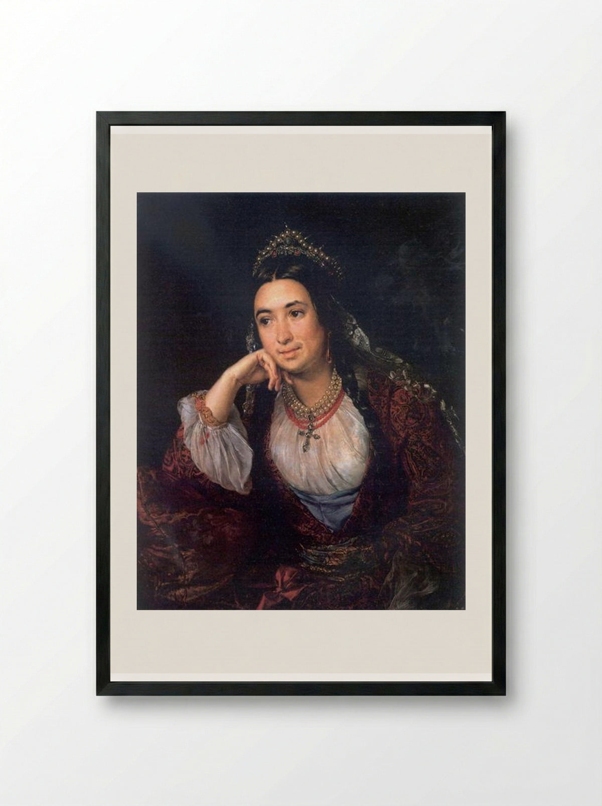 Portrait of V.I. Lizogub - Vasily Tropinin - Framed Print Black
