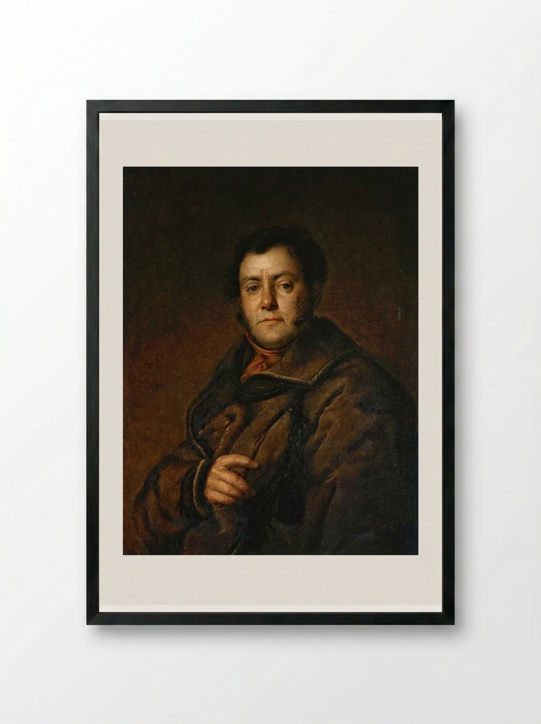 Portrait of V.M. Yakovlev - Vasily Tropinin - Framed Print Black