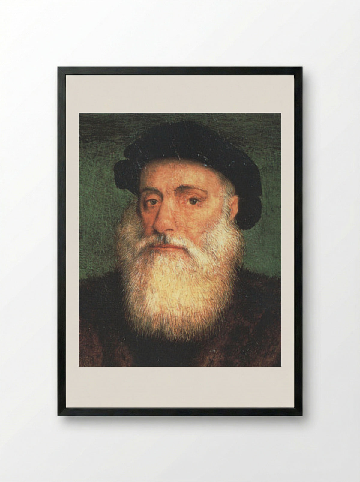 Portrait of Vasco da Gama - Gregorio Lopes - Framed Print Black