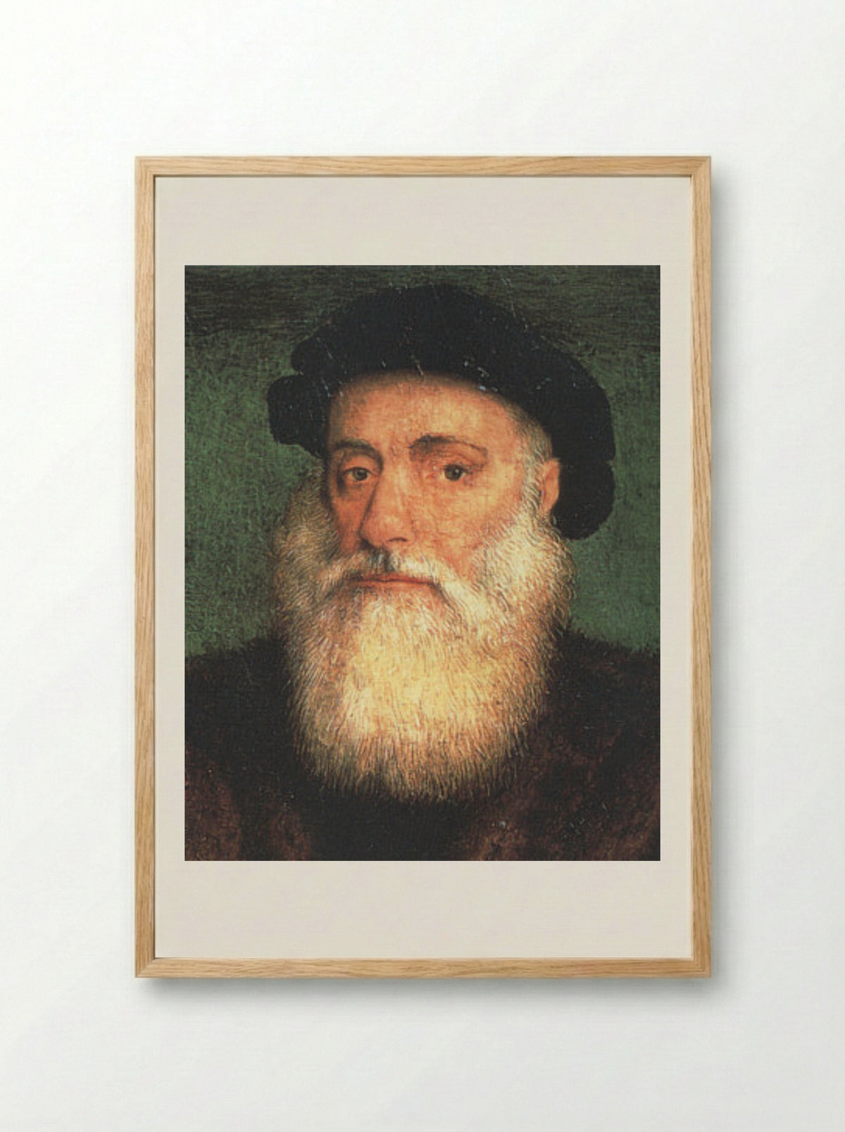 Portrait of Vasco da Gama - Gregorio Lopes - Framed Print Wood
