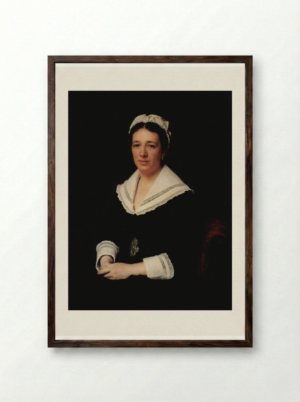 Portrait of Vera Nikolaevna Tretjakowa - Ivan Kramskoy - Framed Print Dark Wood