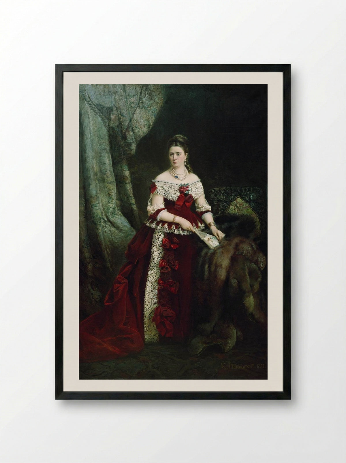 Portrait of Vera Zubova - Konstantin Makovsky - Framed Print Black