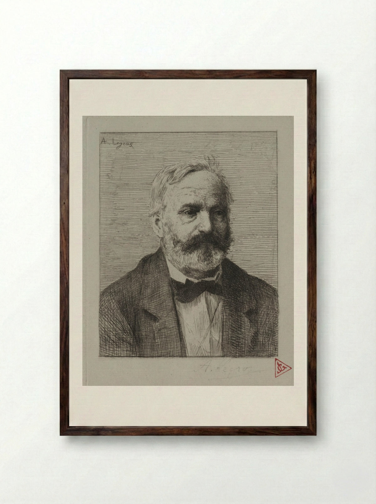 Portrait of Victor Hugo - Alphonse Legros - Framed Print Dark Wood