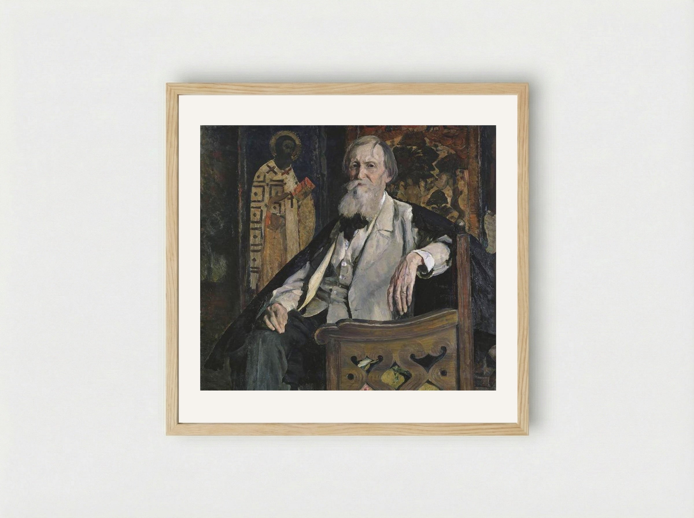 Portrait of Victor Vasnetsov - Mikhail Nesterov - Framed Print Wood