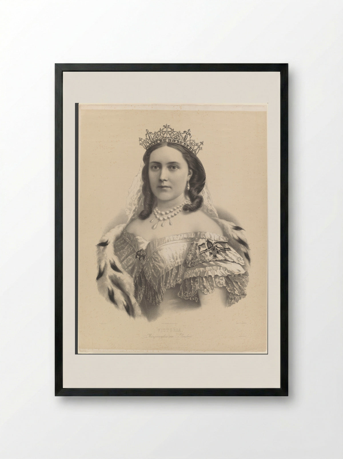 Portrait of Victoria, Empress of Germany - J. Hesse - Framed Print Black