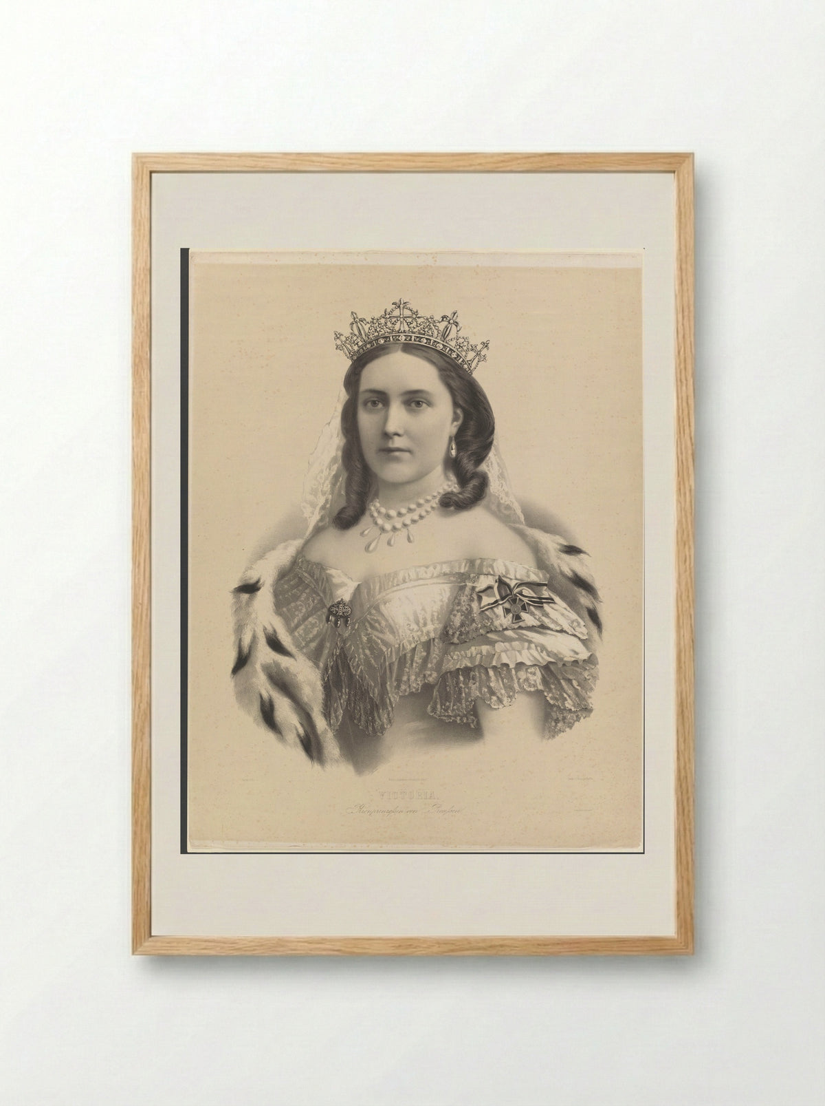 Portrait of Victoria, Empress of Germany - J. Hesse - Framed Print Wood