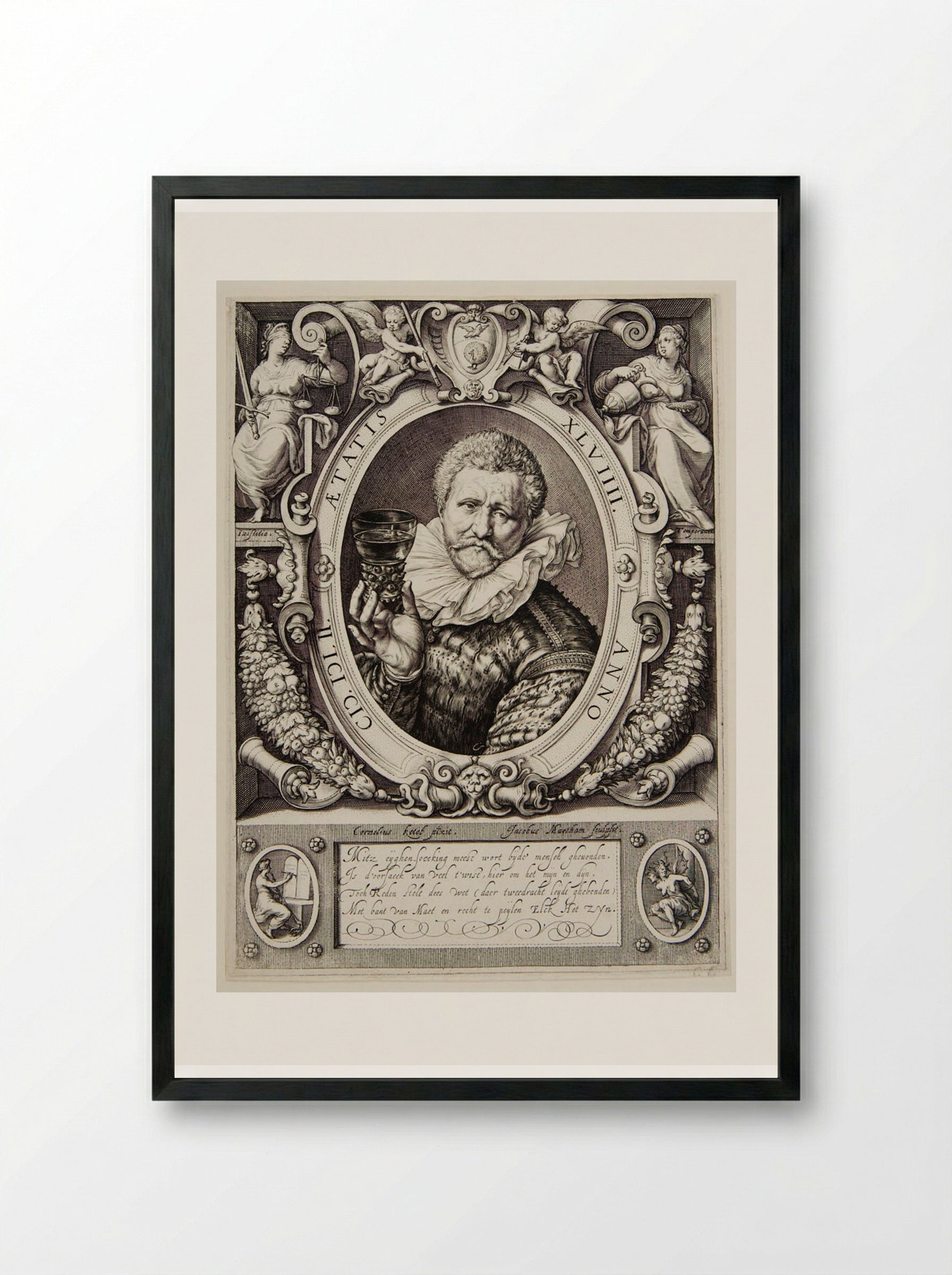 Portrait of Vincent Jacobsen - Jacob Matham - Framed Print Black