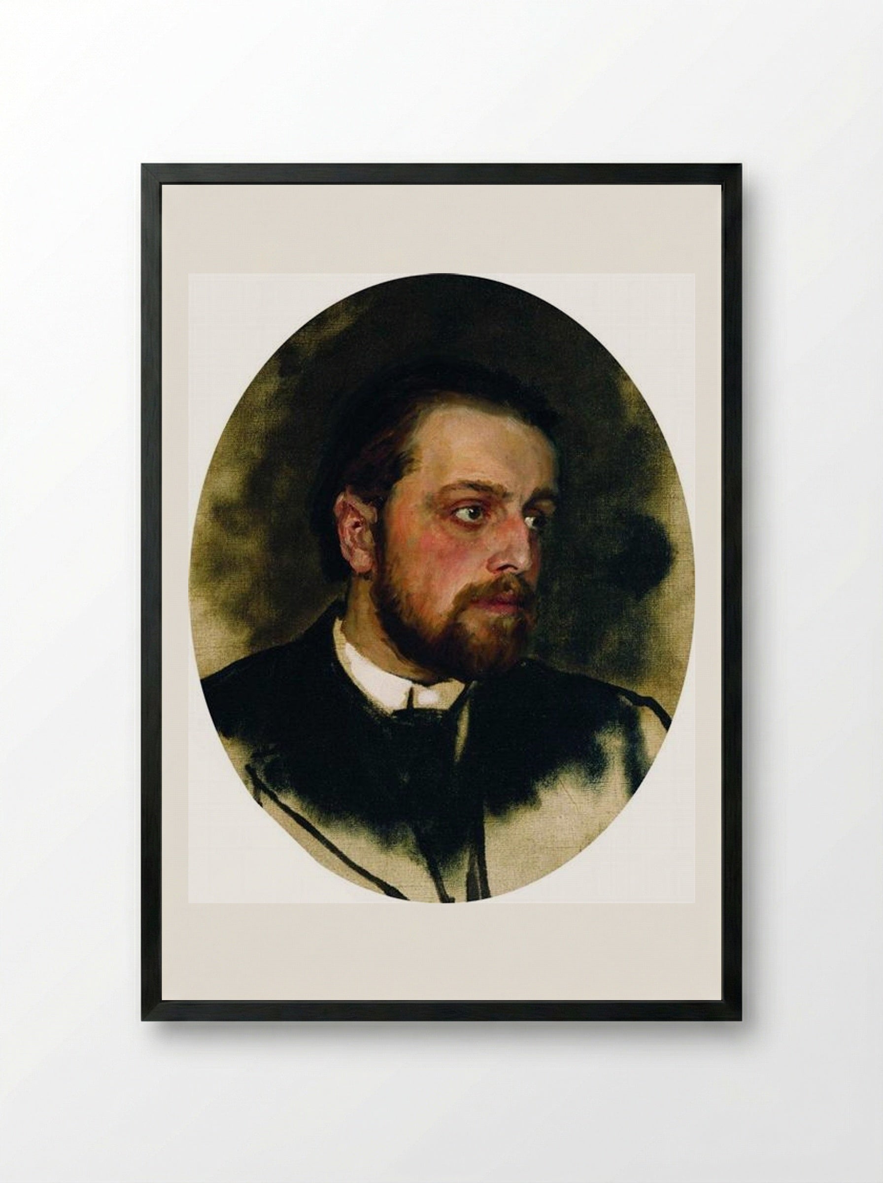 Portrait of Vladimir Grigorievich Chertkov - Ilya Repin - Framed Print Black