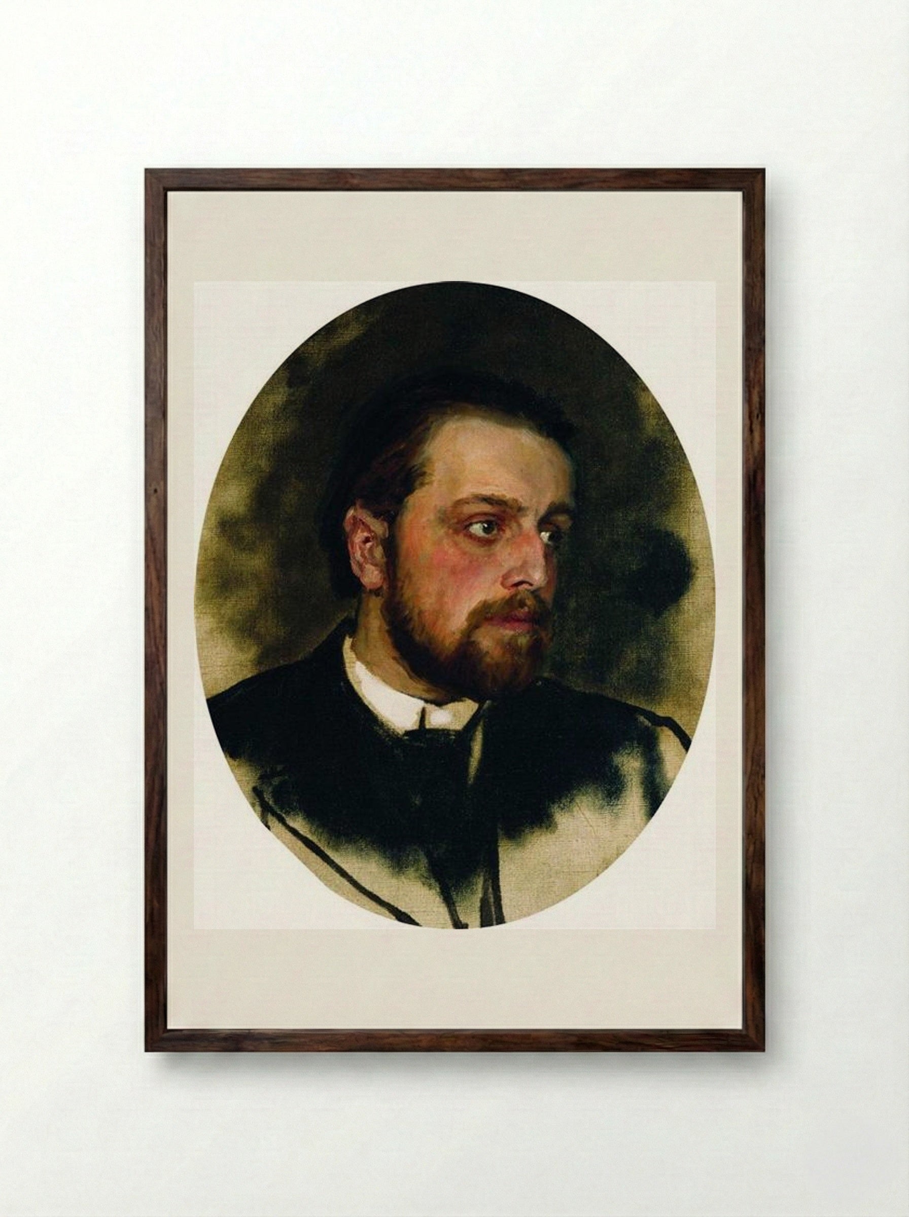 Portrait of Vladimir Grigorievich Chertkov - Ilya Repin - Framed Print Dark Wood