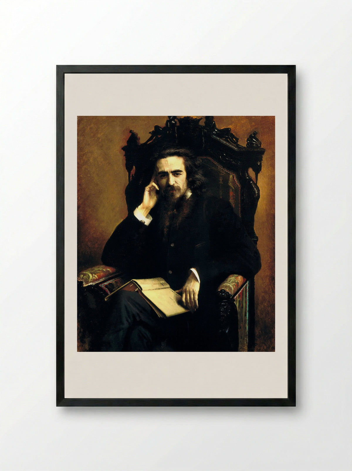 Portrait of Vladimir Solovyov - Ivan Kramskoy - Framed Print Black