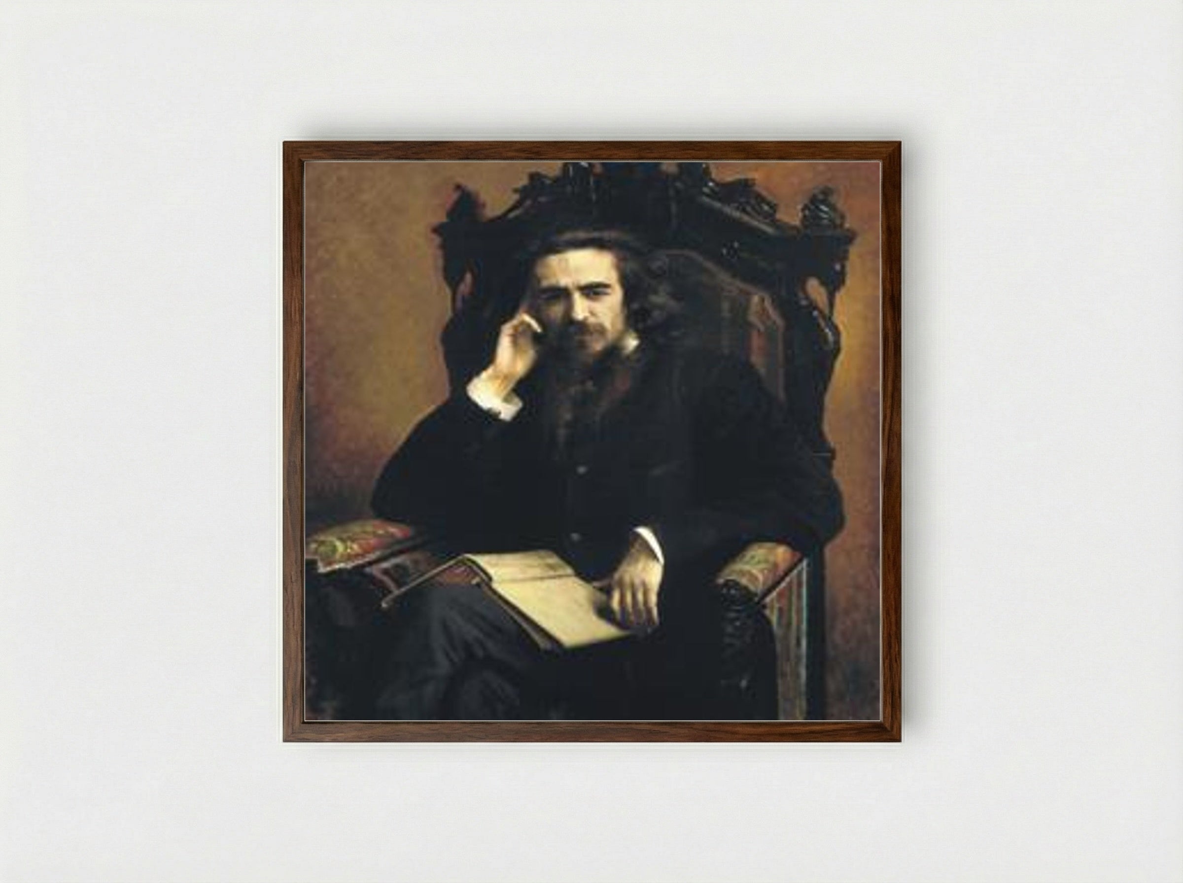 Portrait of Vladimir Solovyov - Ivan Kramskoy - Framed Print Dark Wood