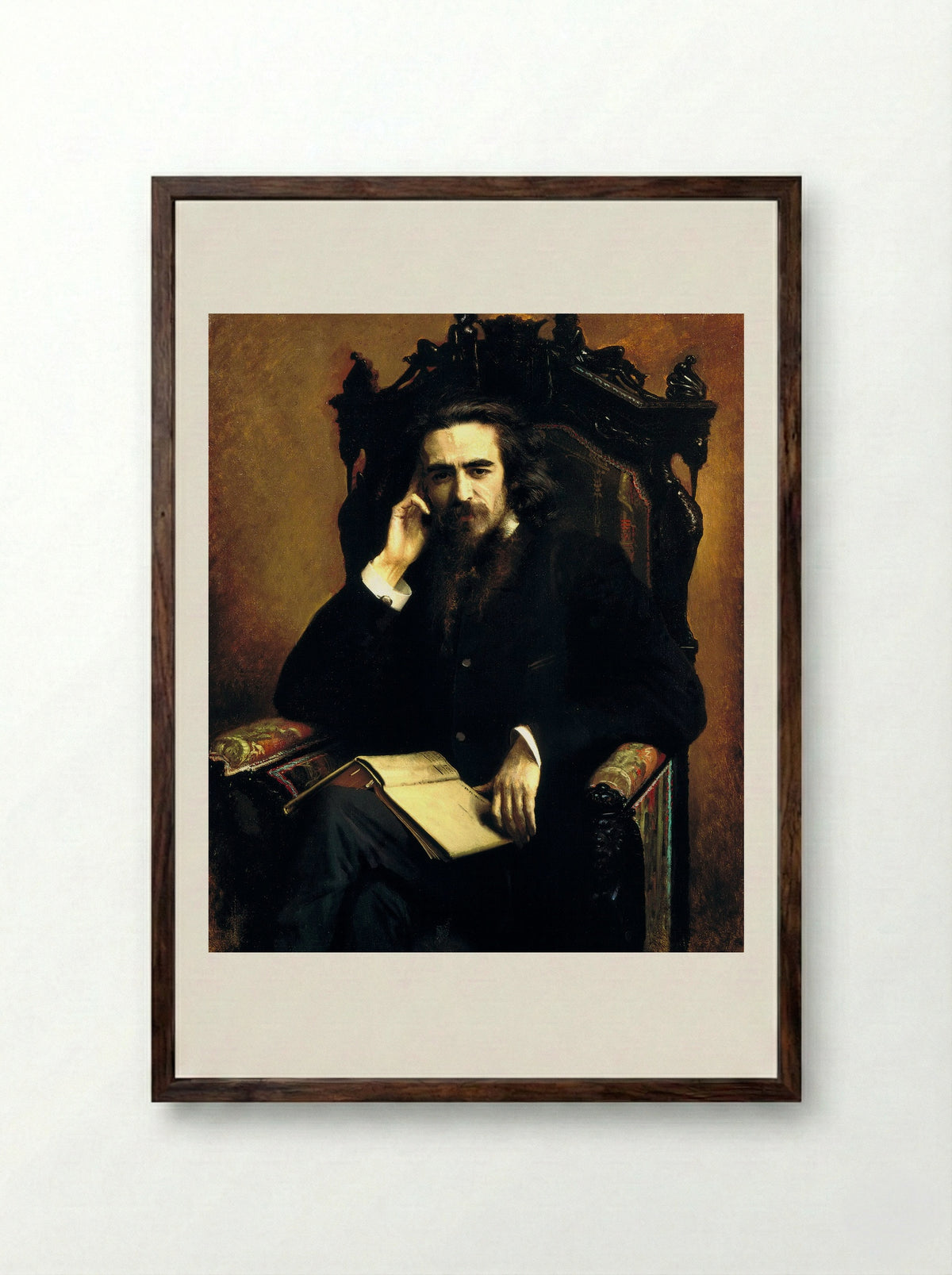 Portrait of Vladimir Solovyov - Ivan Kramskoy - Framed Print Dark Wood