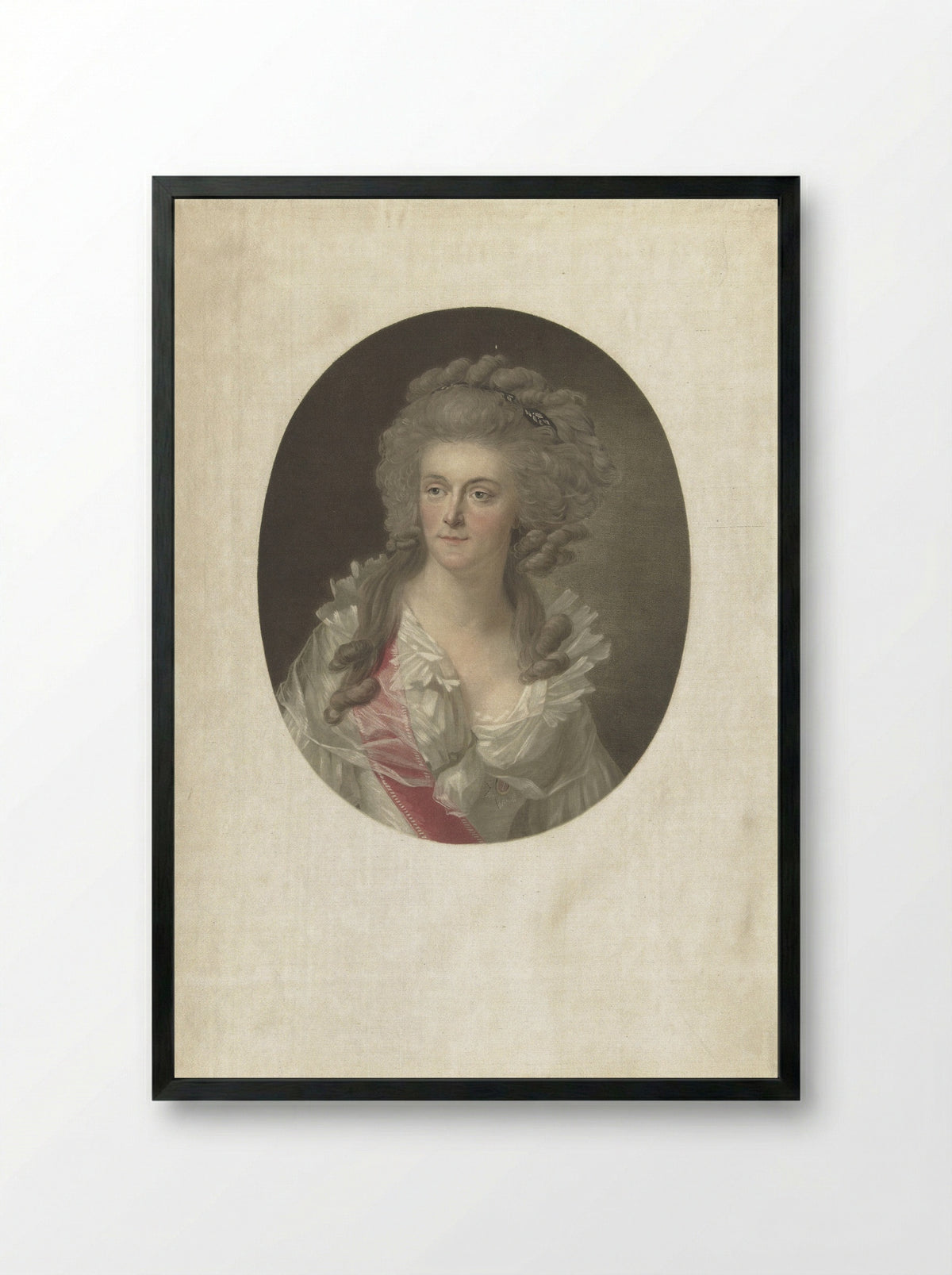 Portrait of Wilhelmina of Prussia - Charles Melchior Descourtis - Framed Print Black