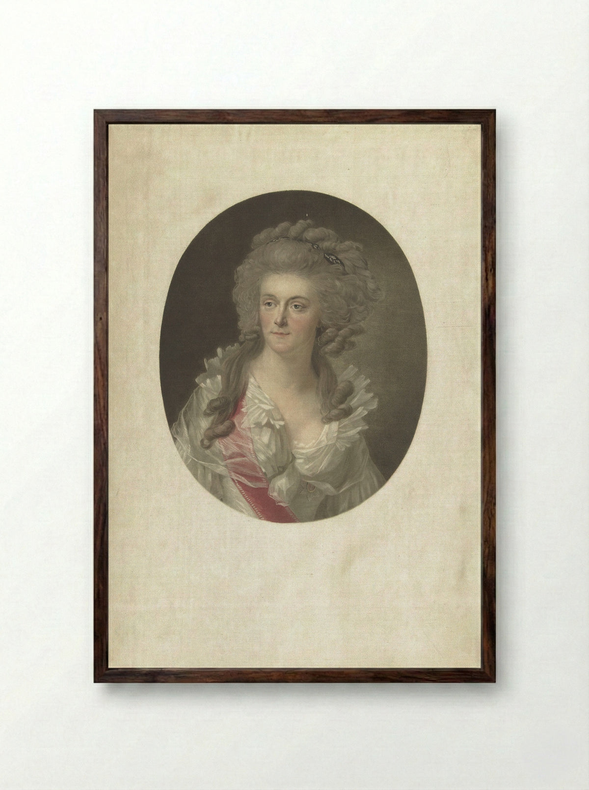 Portrait of Wilhelmina of Prussia - Charles Melchior Descourtis - Framed Print Dark Wood