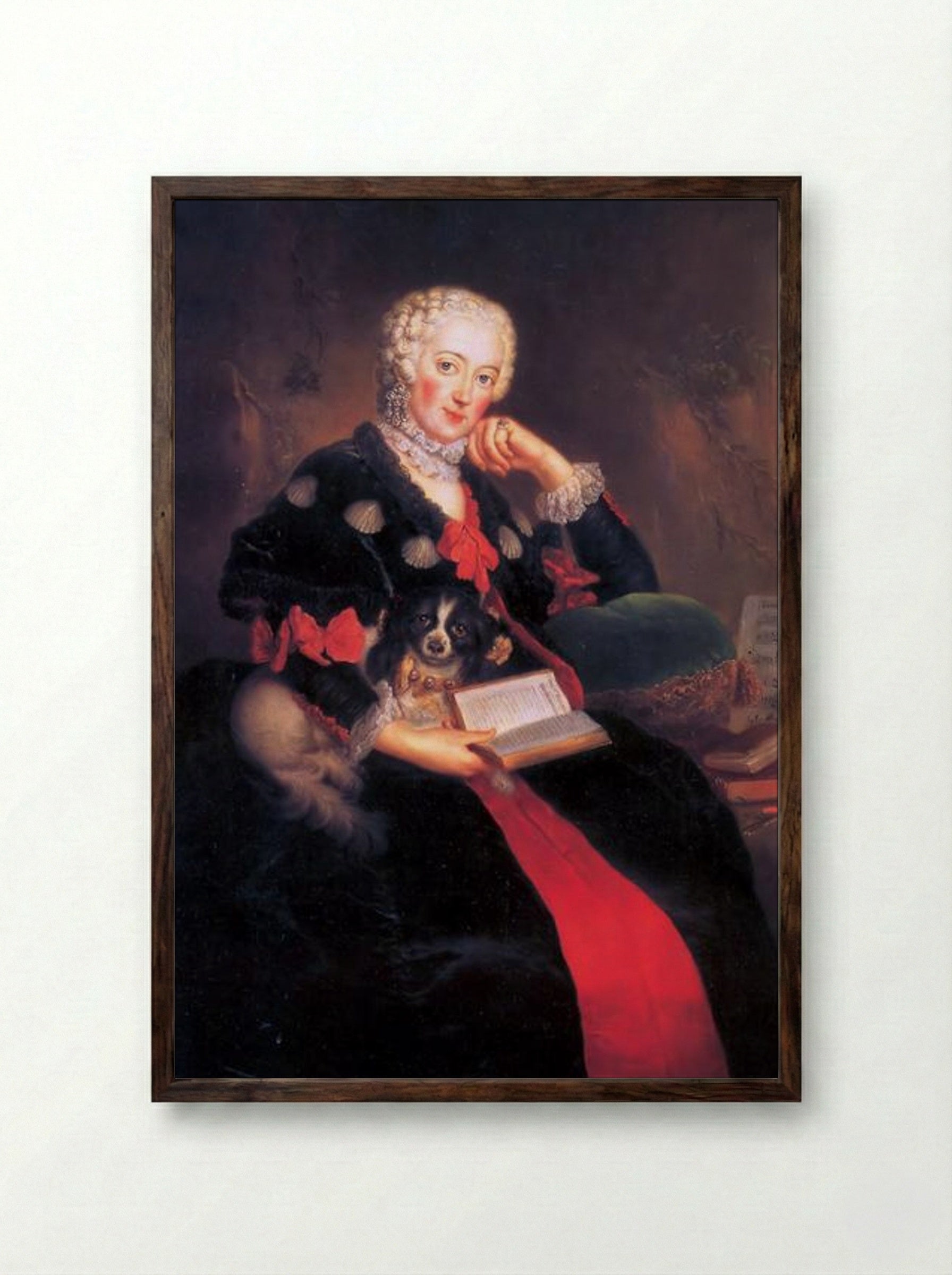 Portrait of Wilhelmine of Prussia - Antoine Pesne - Framed Print Dark Wood