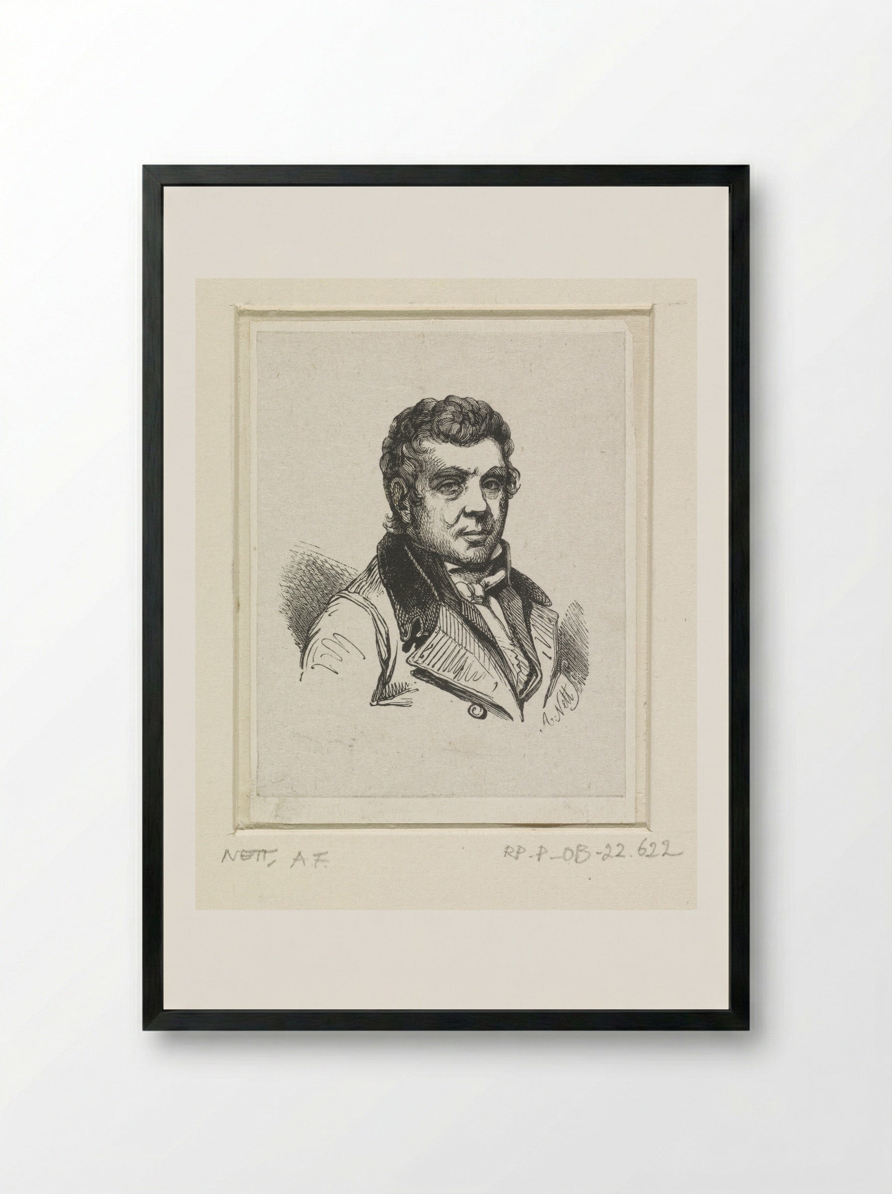 Portrait of Willem Bartel van der Kooi - Albertus Johannes Theodorus Nett - Framed Print Black