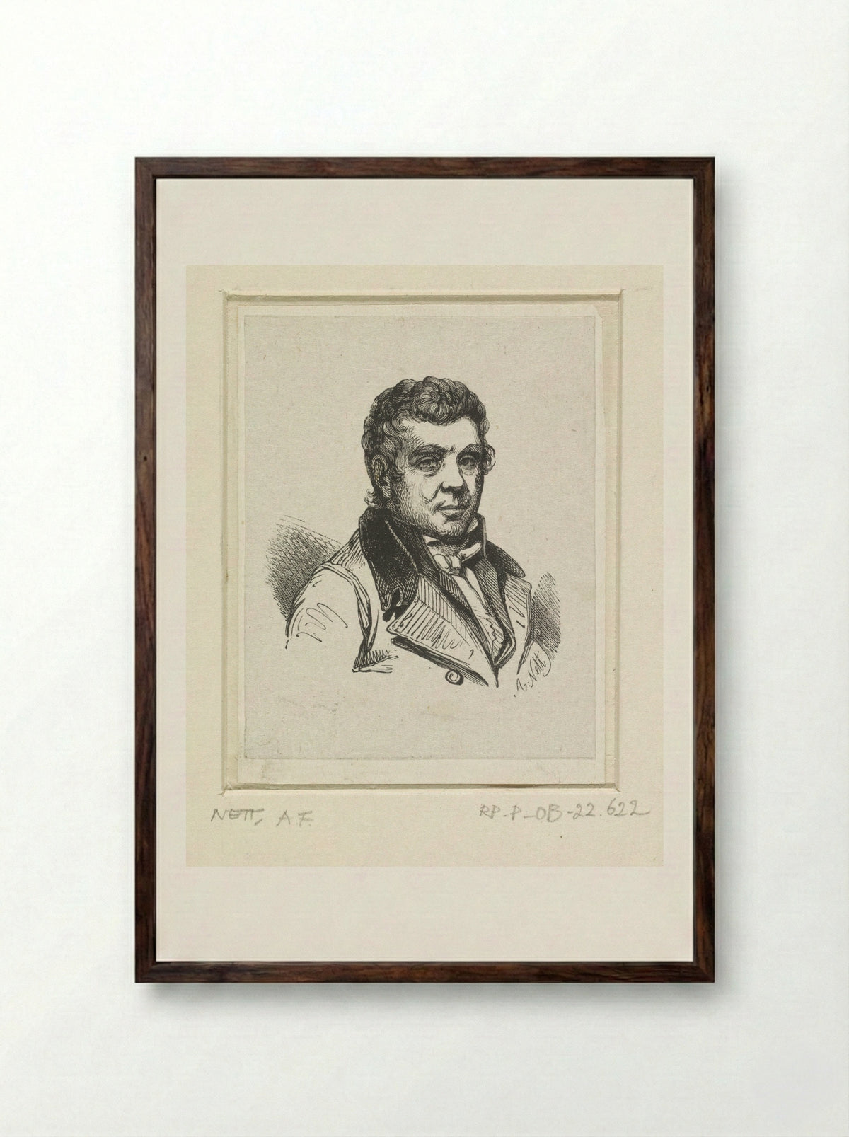 Portrait of Willem Bartel van der Kooi - Albertus Johannes Theodorus Nett - Framed Print Dark Wood