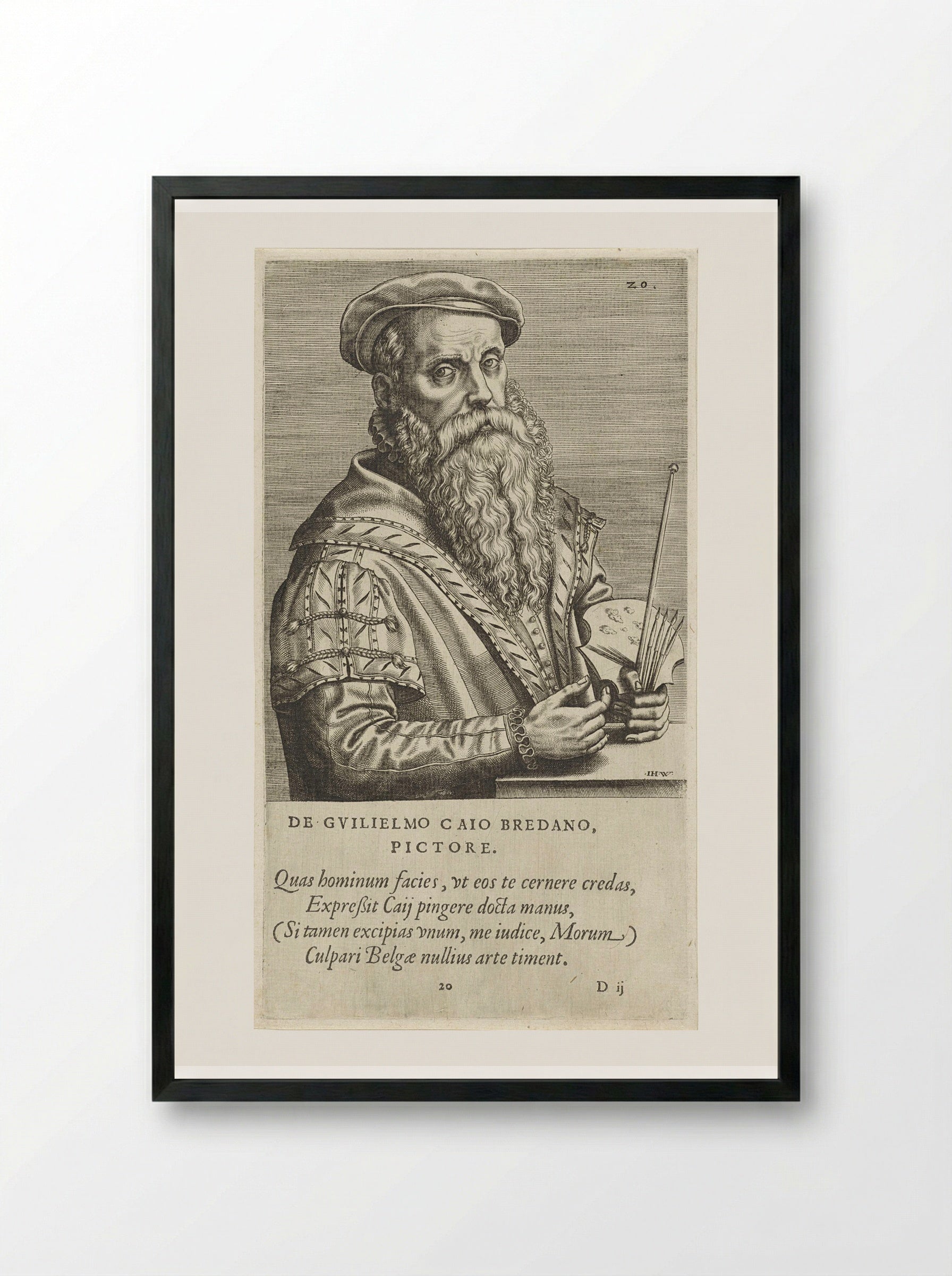 Portrait of Willem Key - Johannes Wierix - Framed Print Black