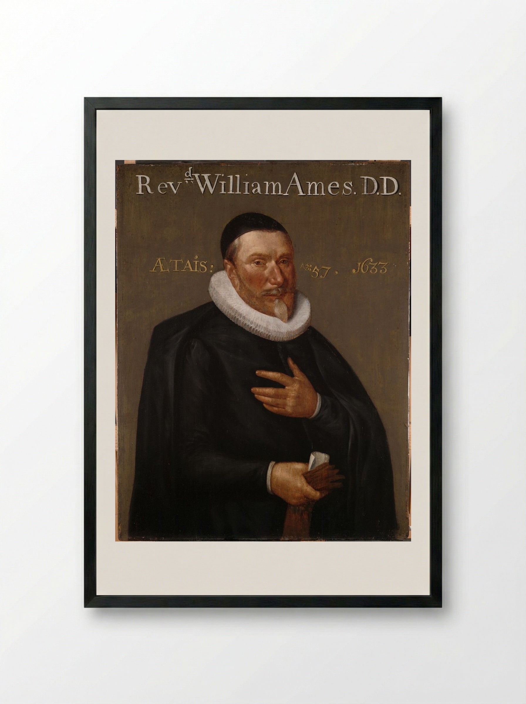 Portrait of William Ames - Willem van der Vliet - Framed Print Black