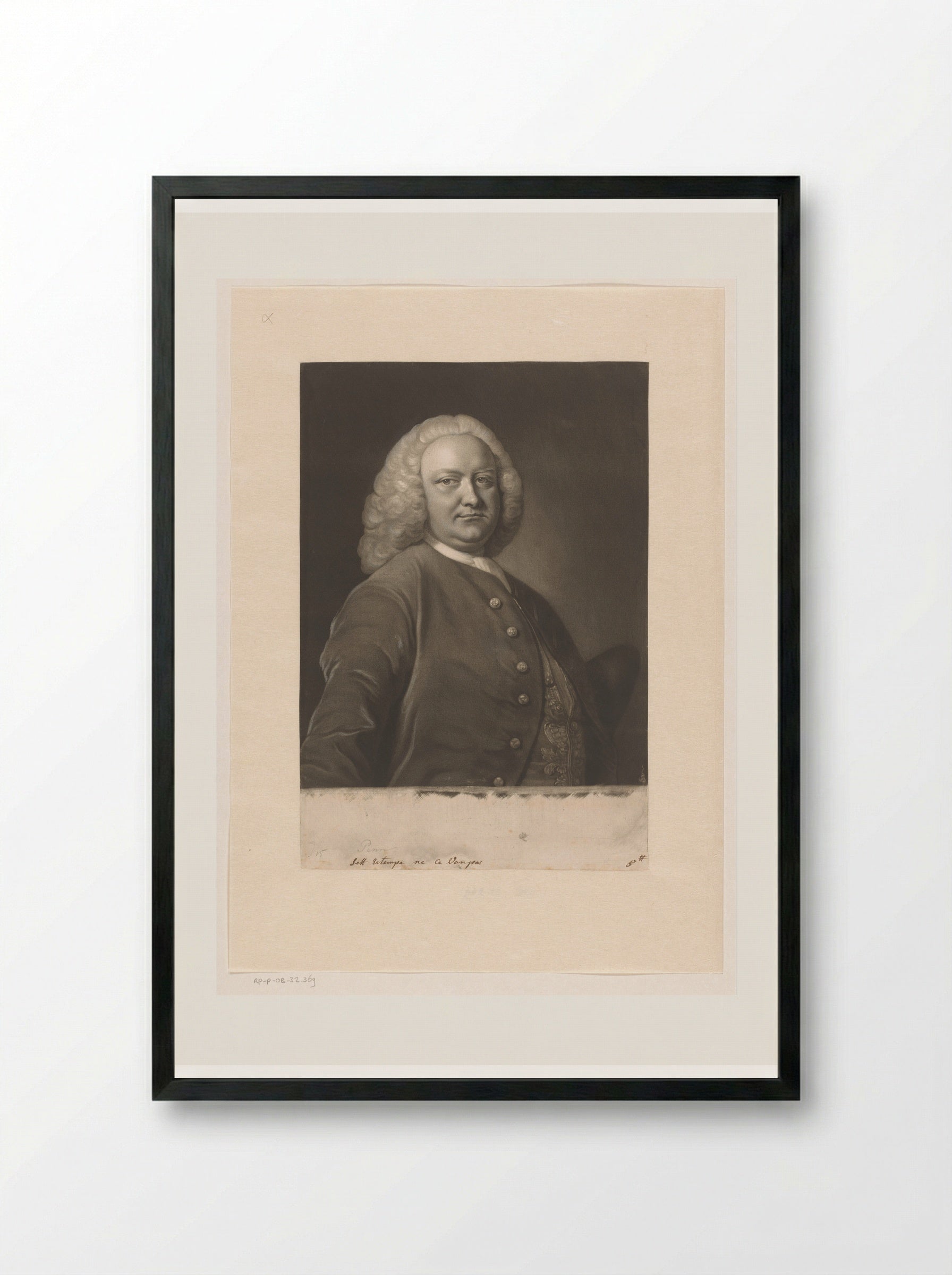 Portrait of William Benn - James McArdell - Framed Print Black