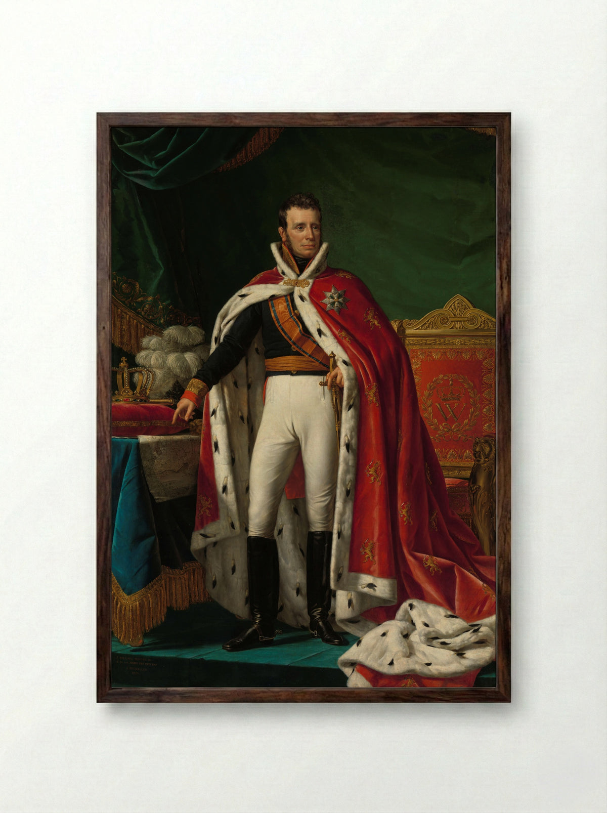 Portrait of William I, King of the Netherlands - Joseph Paelinck - Framed Print Dark Wood