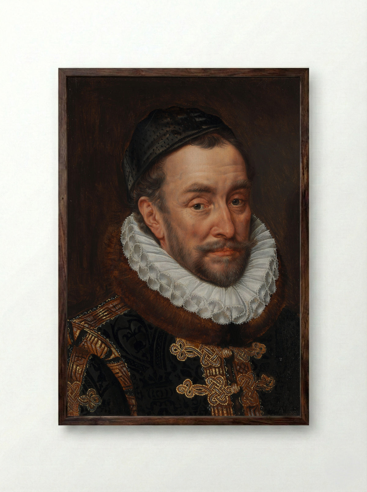 Portrait of William I, Prince of Orange - Adriaen Thomasz. Key - Framed Print Dark Wood