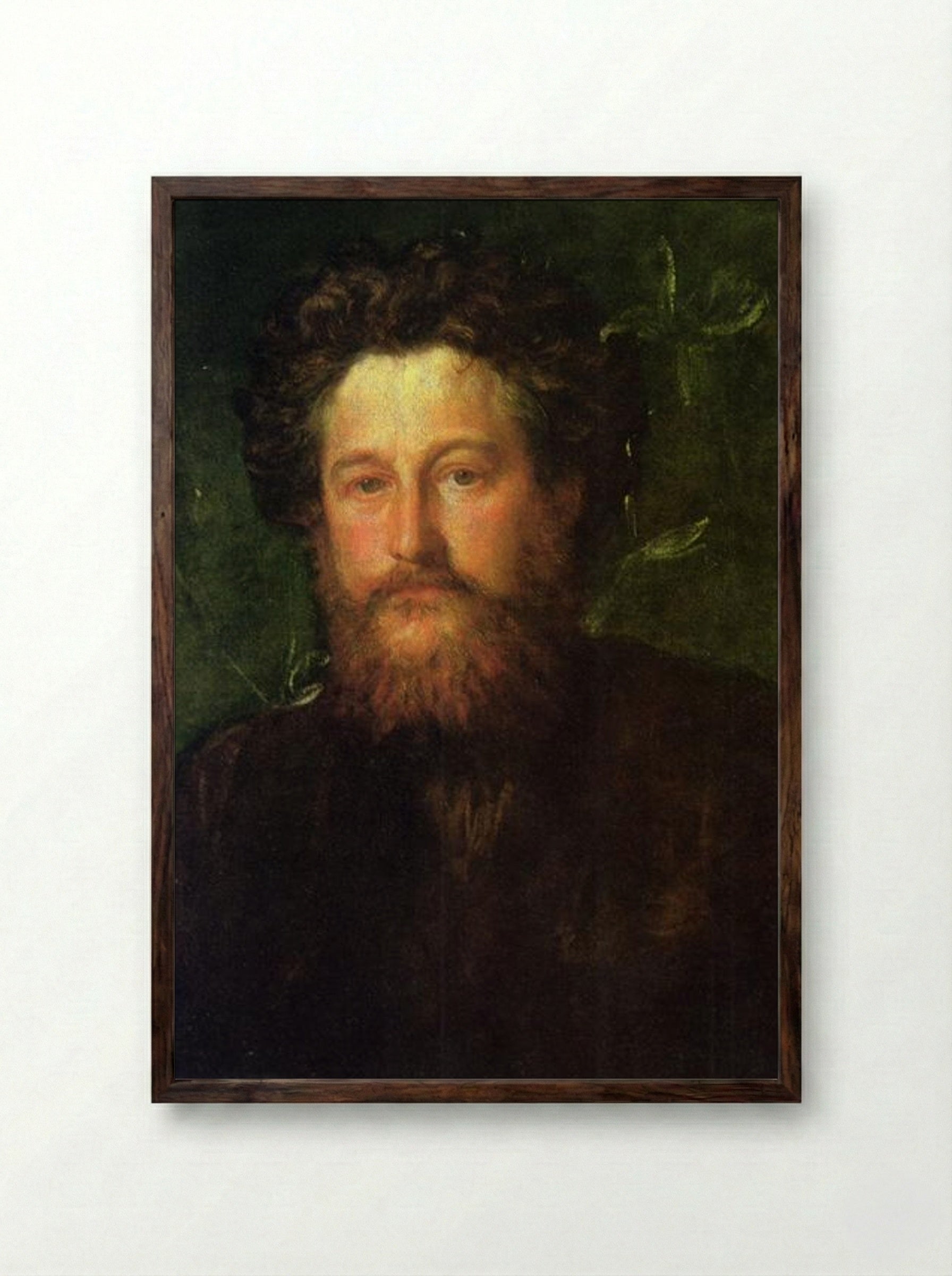 Portrait of William Morris - George Frederick Watts - Framed Print Dark Wood