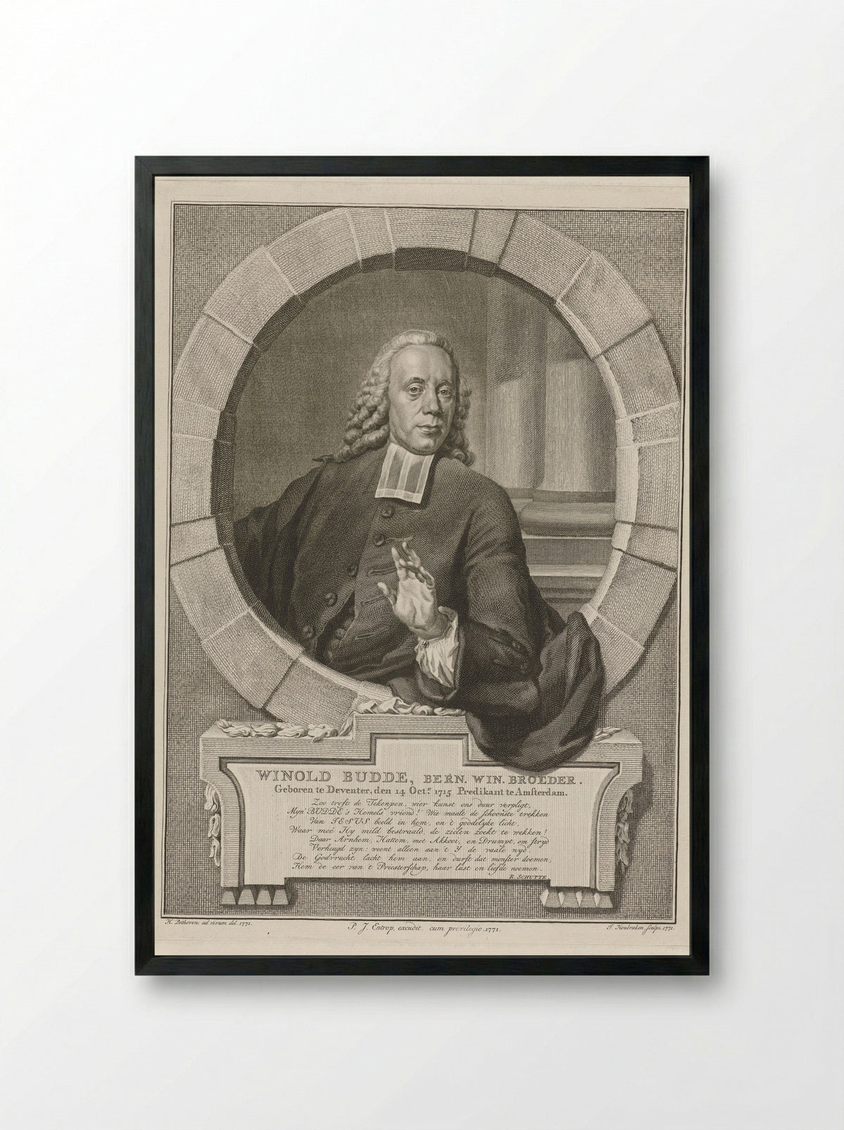 Portrait of Winold Budde - Jacobus Houbraken - Framed Print Black