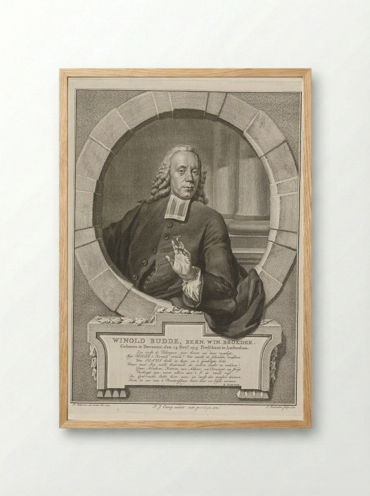 Portrait of Winold Budde - Jacobus Houbraken - Framed Print Wood