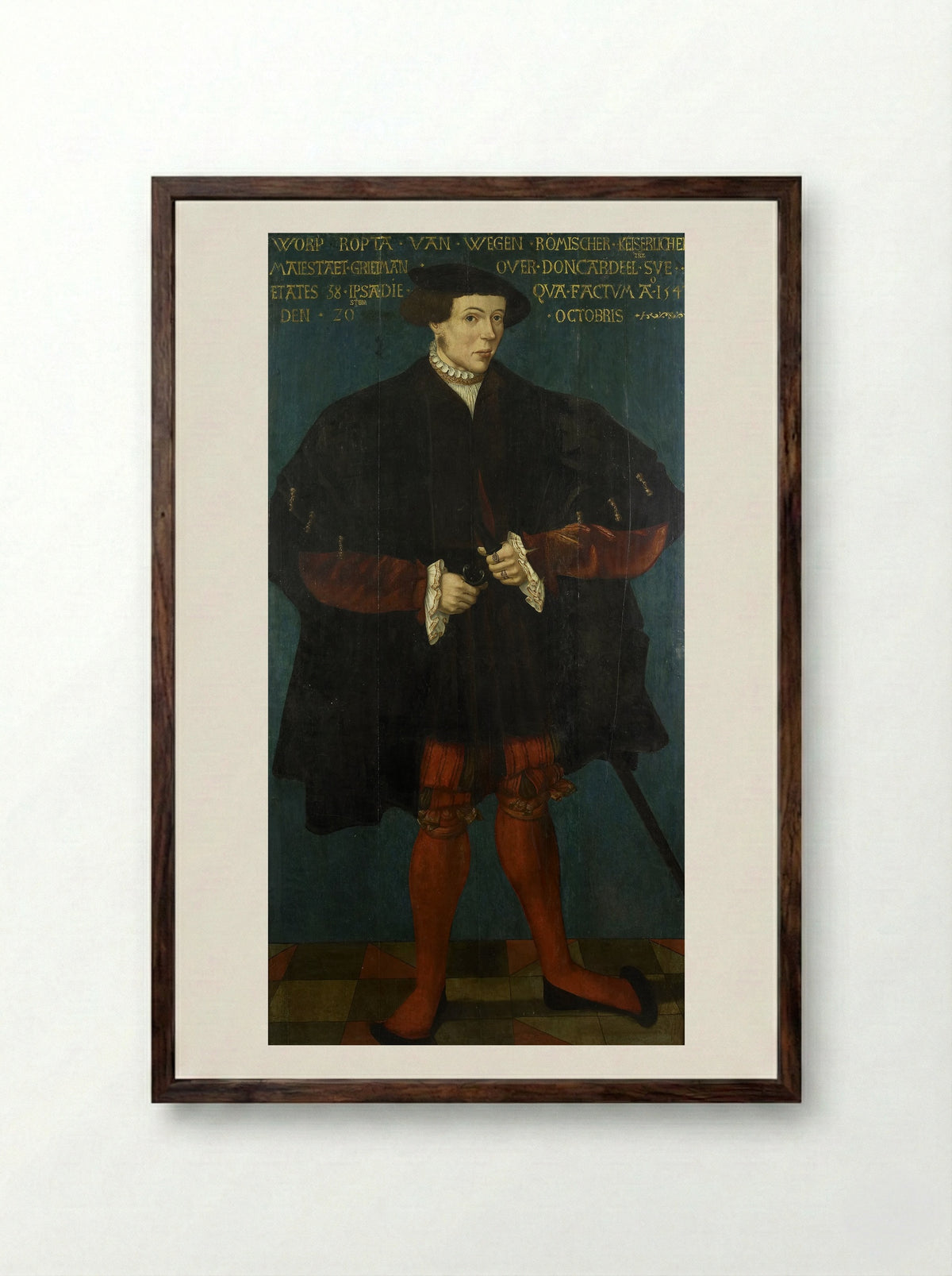 Portrait of Worp van Ropta - Friese School - Framed Print Dark Wood