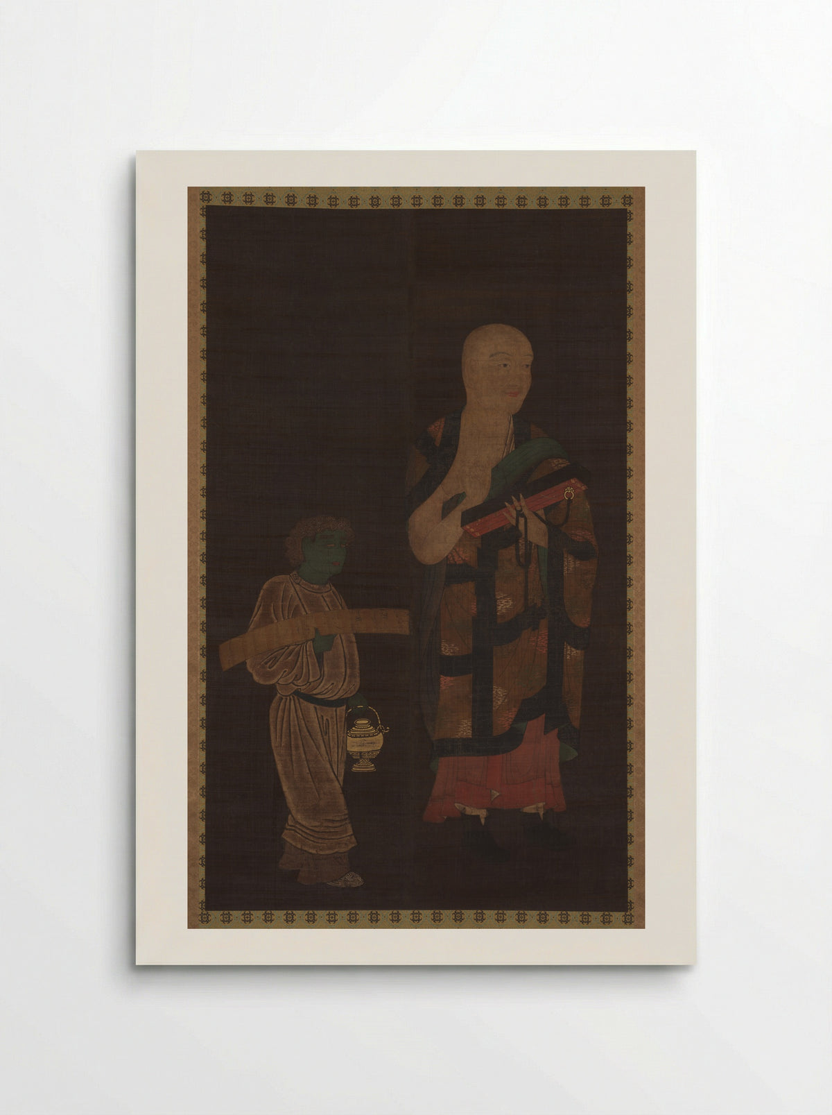 Portrait of Xuanzang (Genjō) with Attendant - Kasuga Motomitsu - Poster