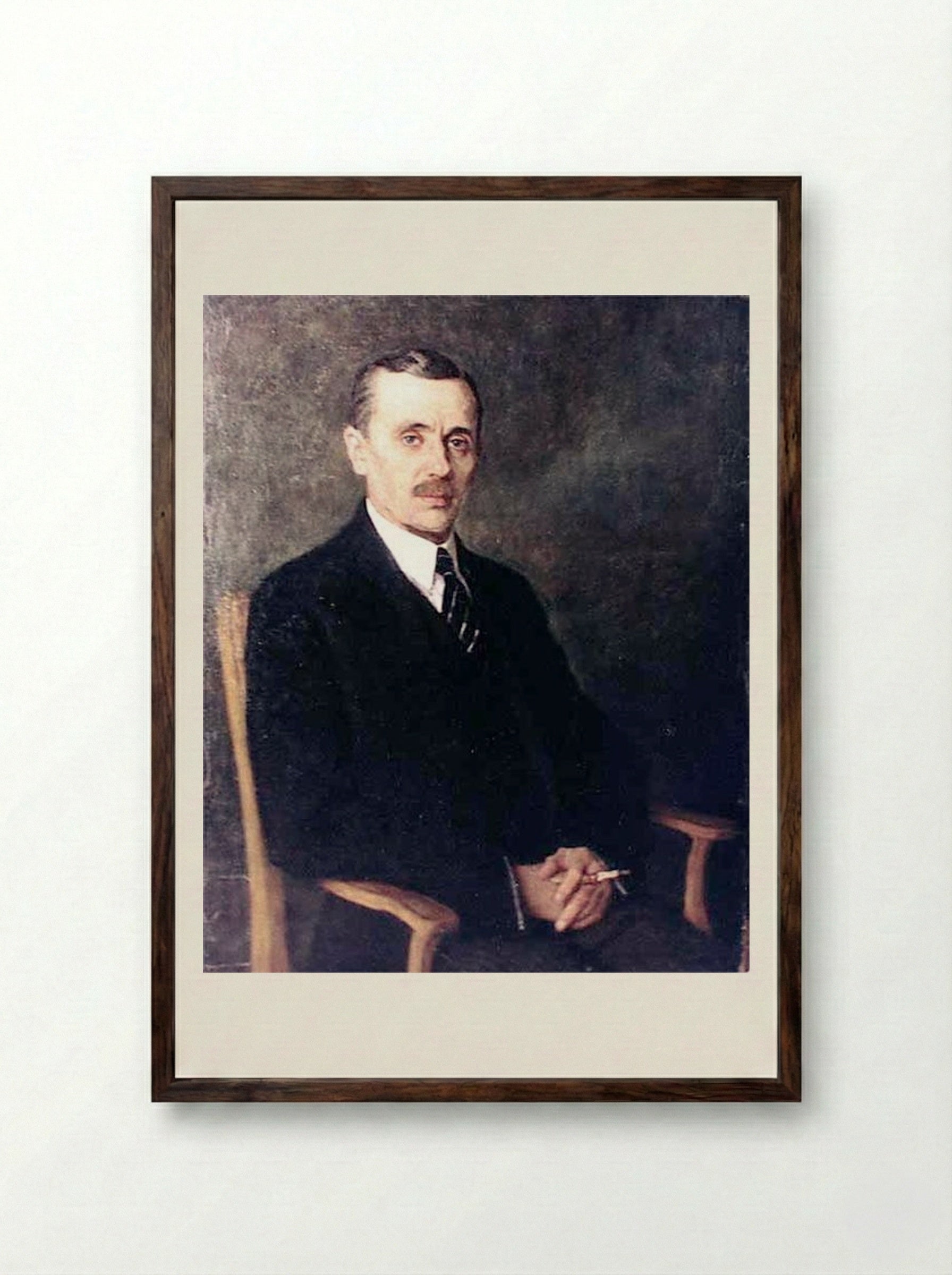 Portrait of Yanka Kupala - Nikolay Bogdanov-Belsky - Framed Print Dark Wood