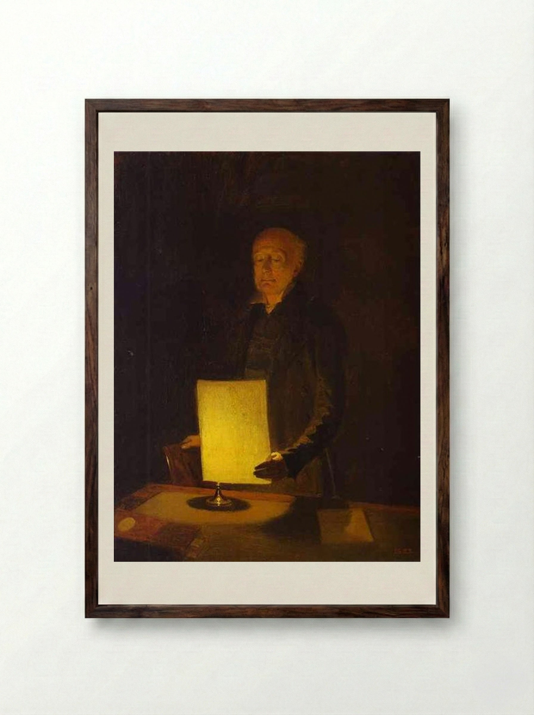 Portrait of Ye. G. Flug - Pavel Fedotov - Framed Print Dark Wood
