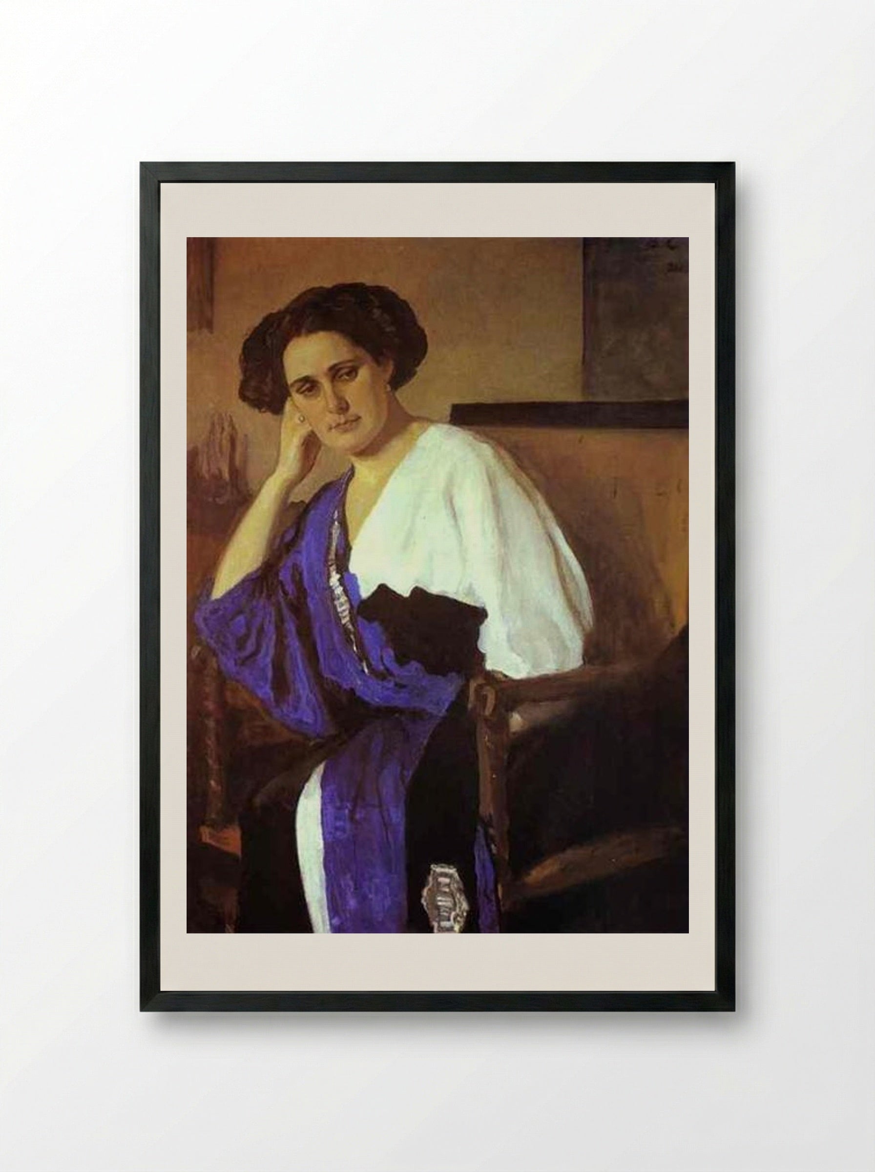 Portrait of Yelena Balina - Valentin Serov - Framed Print Black