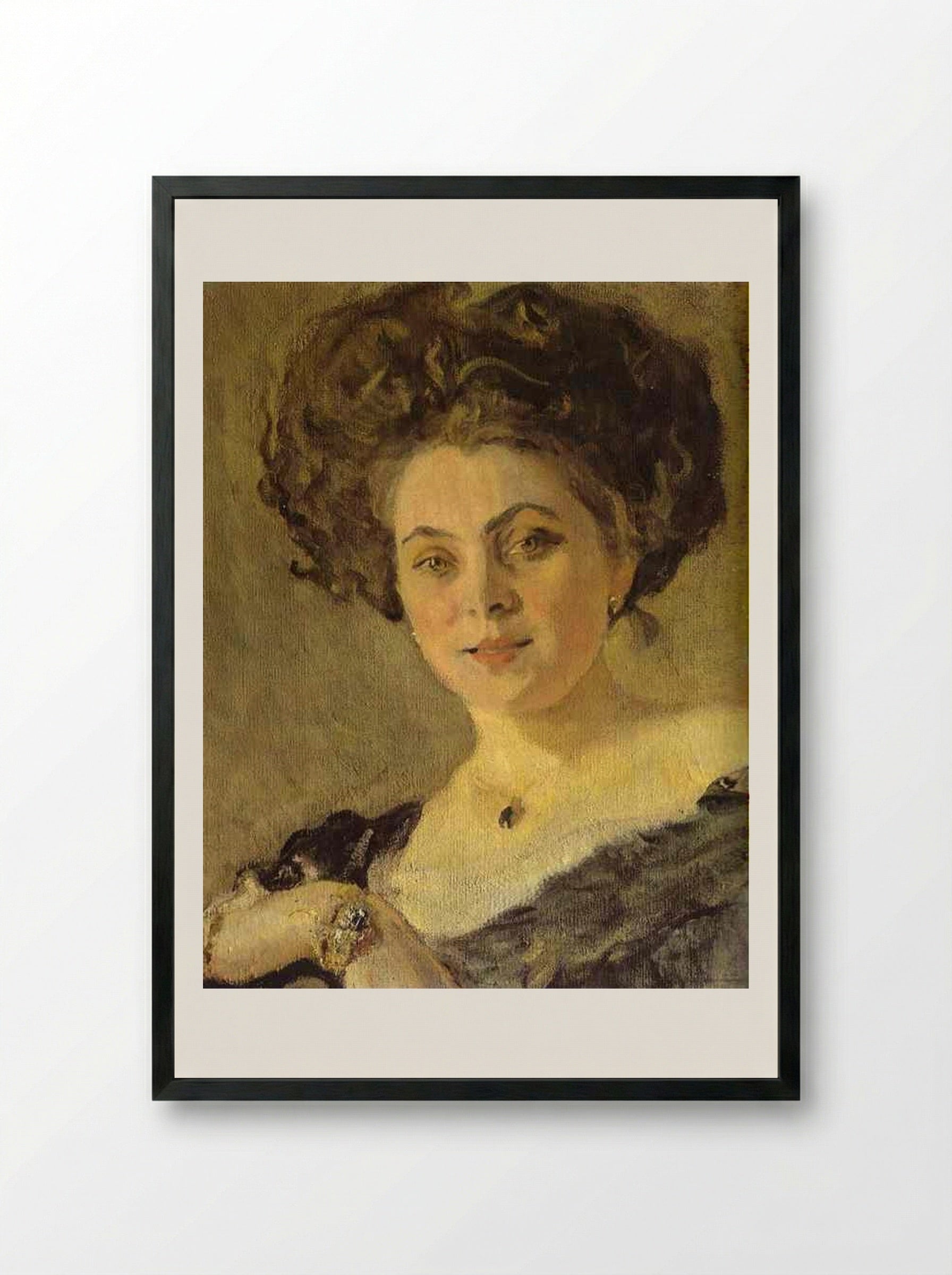 Portrait of Yevdokia Morozova - Valentin Serov - Framed Print Black