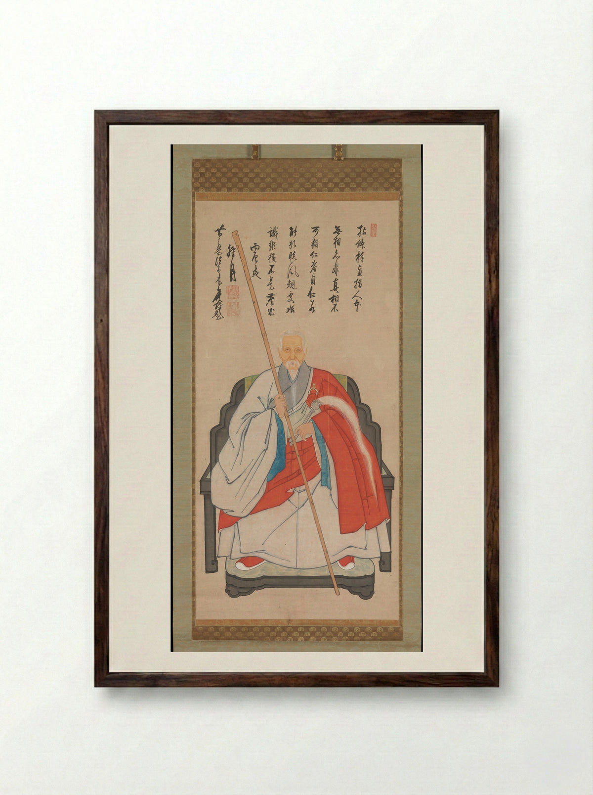 Portrait of Yinyuan Longqi (Ingen Ryūki) - Yinyuan Longqi (Ingen Ryūki) - Framed Print Dark Wood