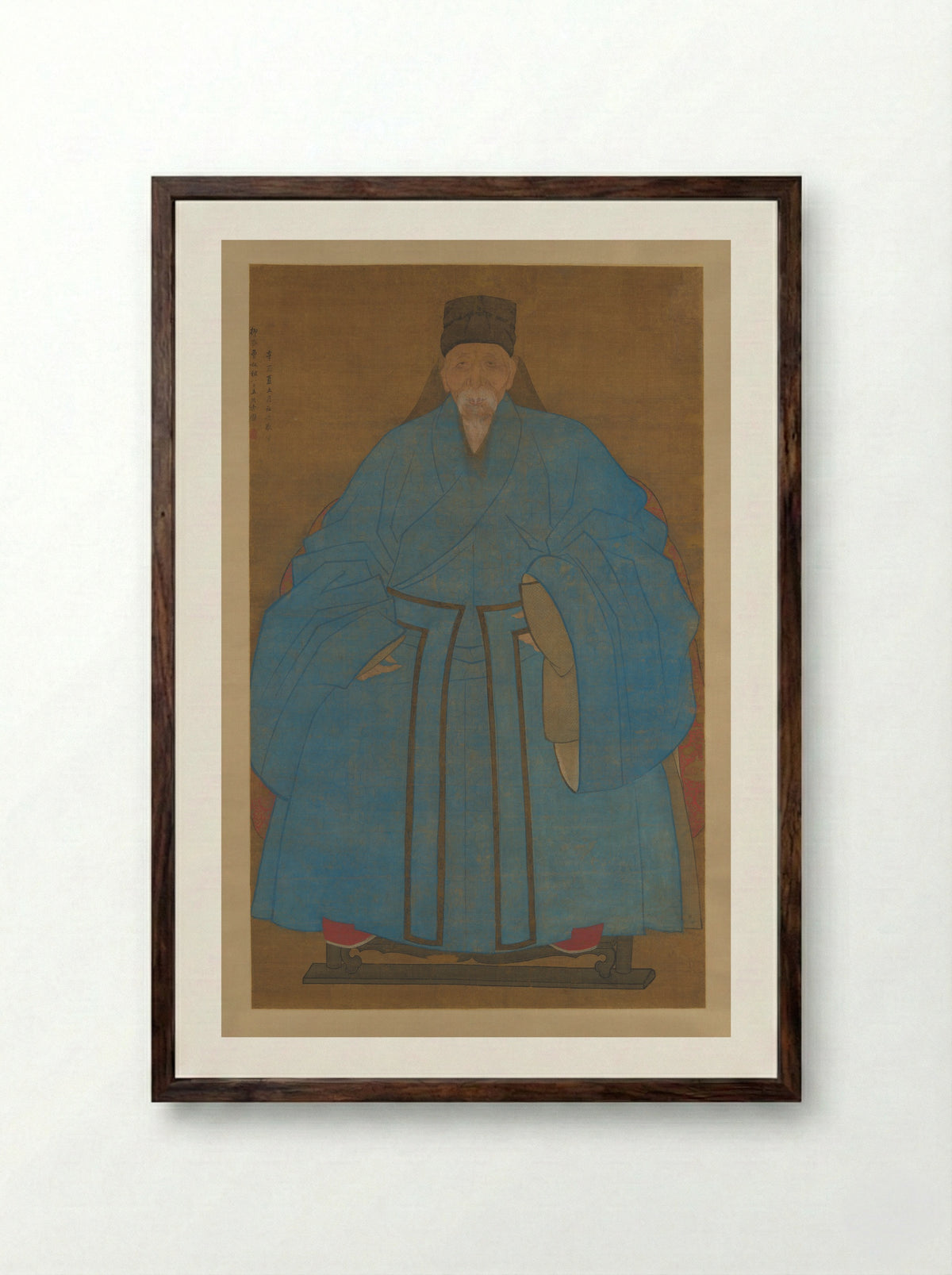 Portrait of Yizhai at Eighty-Five - Ruan Zude - Framed Print Dark Wood