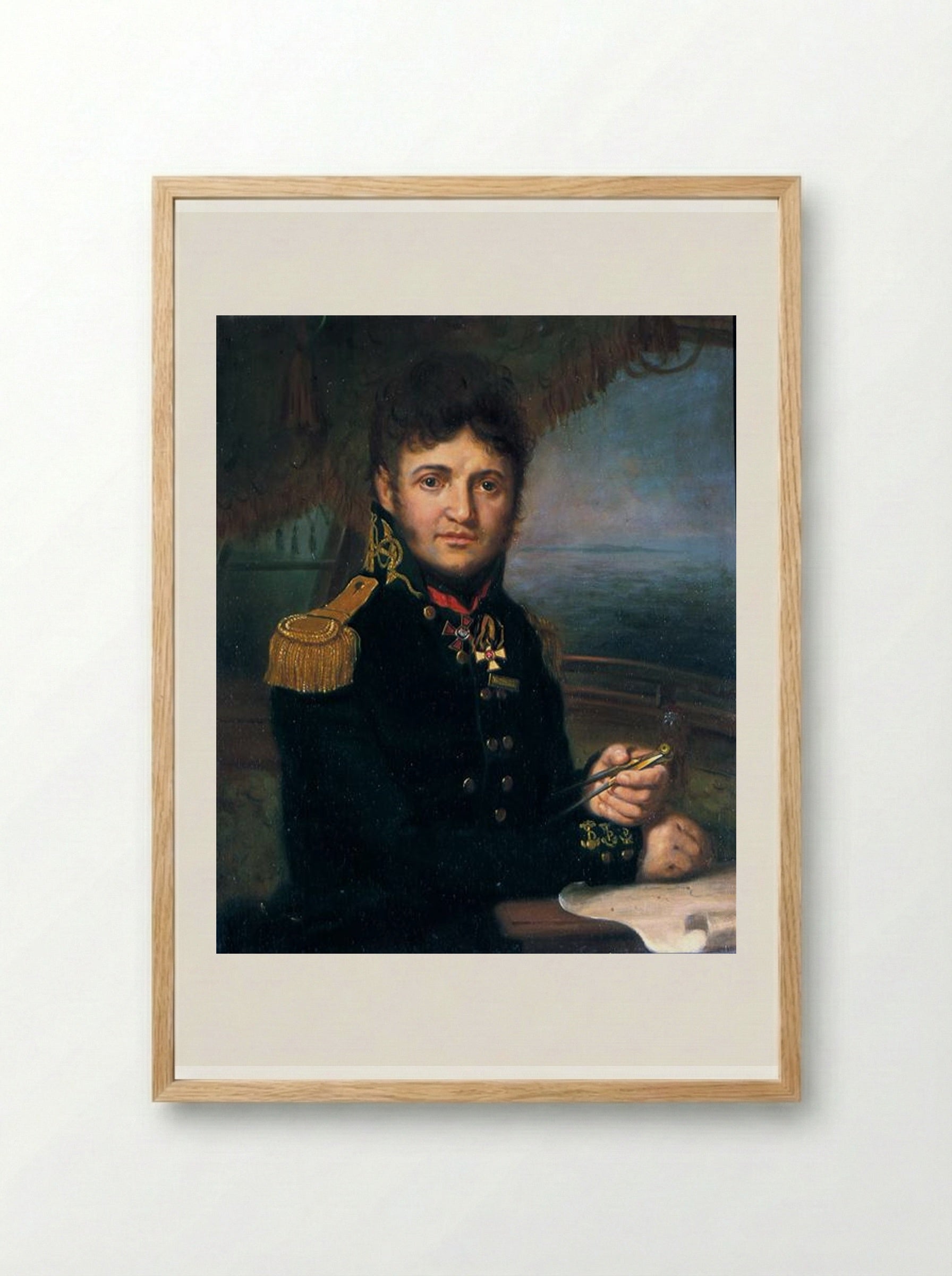 Portrait of Yuri F. Lisyansky - Vladimir Borovikovsky - Framed Print Wood