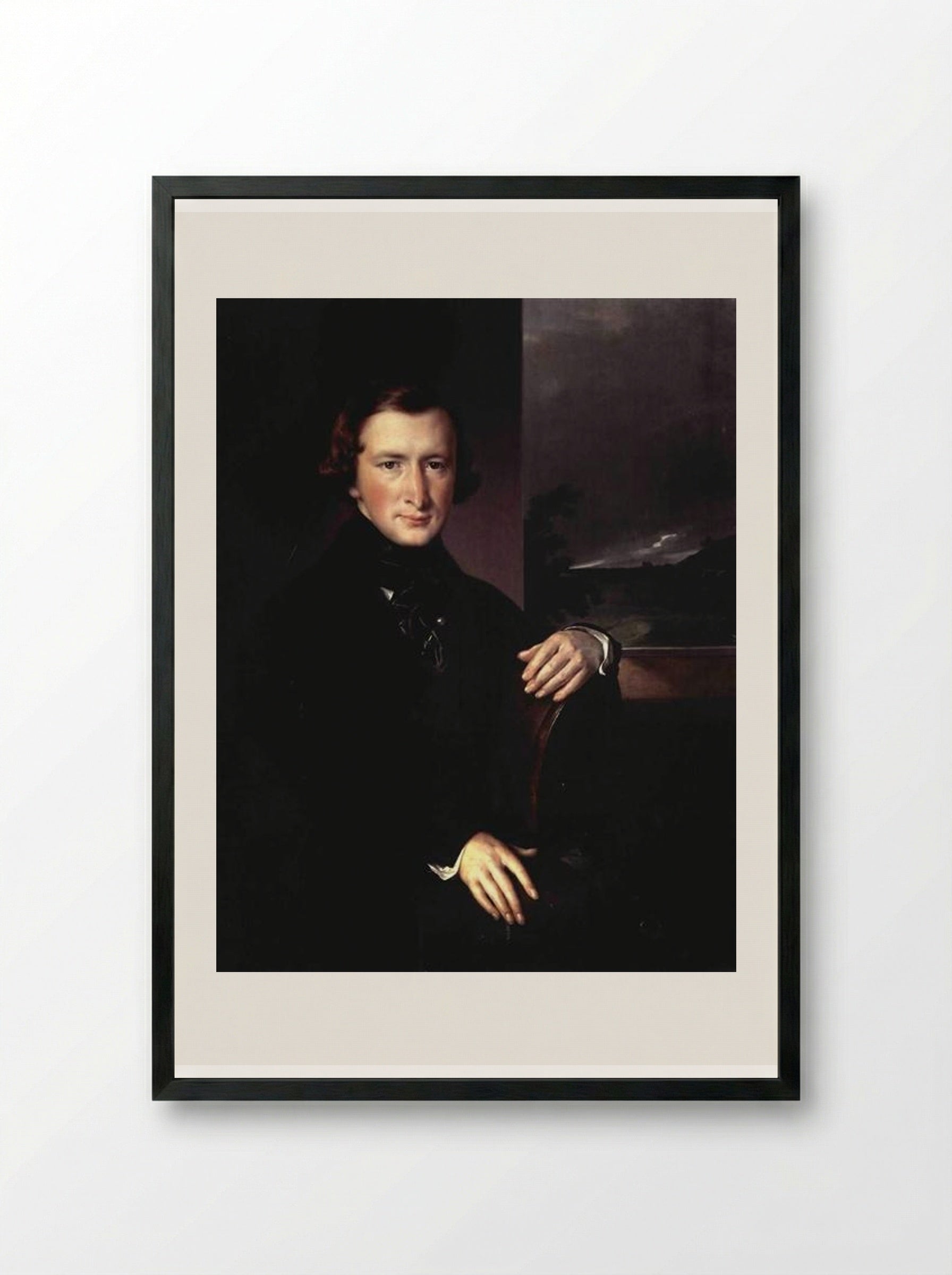 Portrait of Yuri Fyodorovich Samarin - Vasily Tropinin - Framed Print Black
