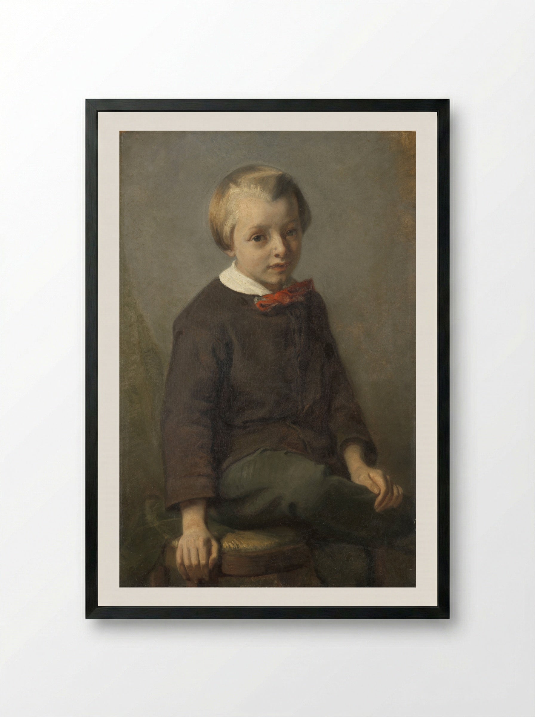 Portrait of a Boy - August Allebé - Framed Print Black
