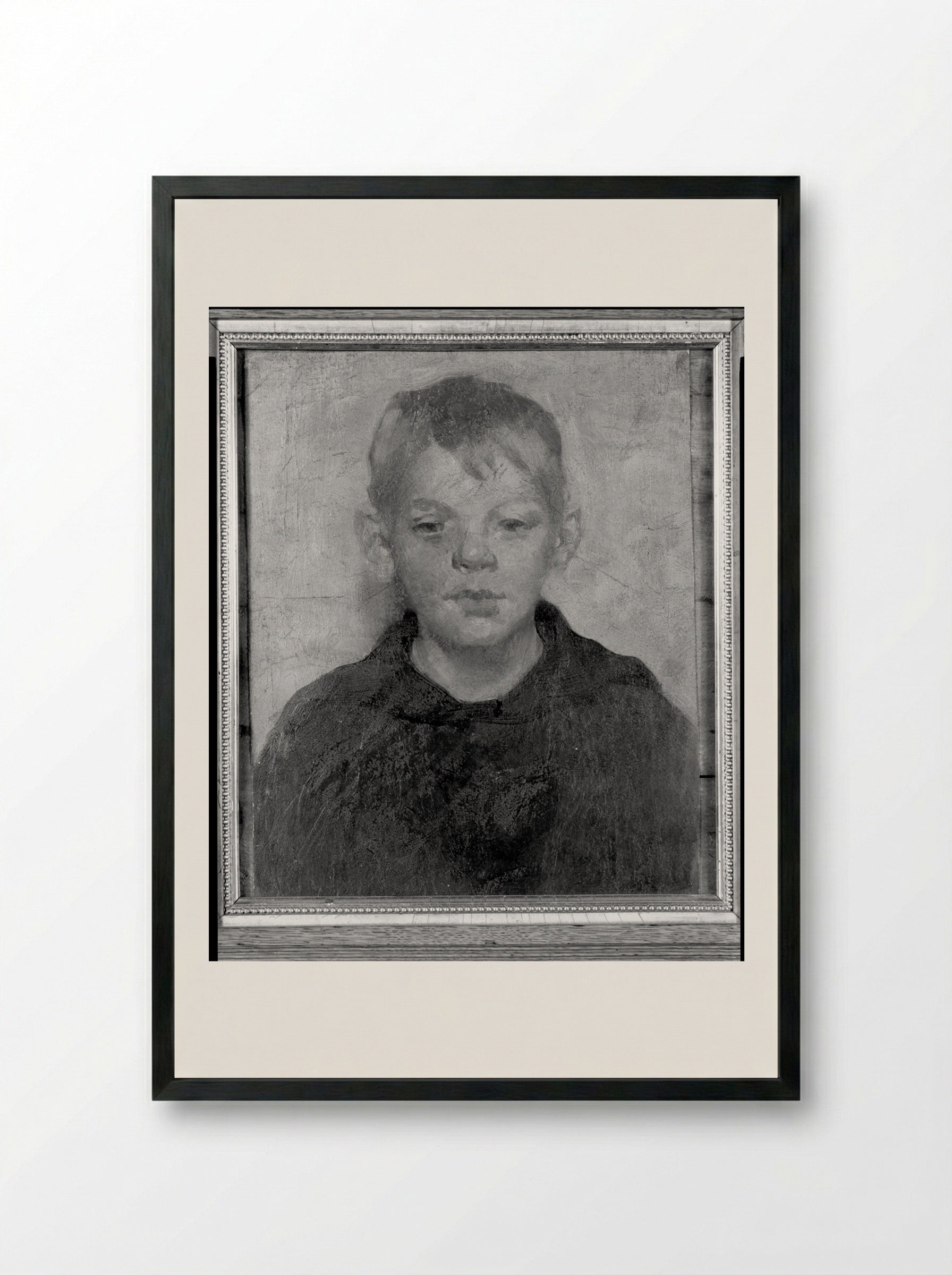 Portrait of a Boy - Julian Alden Weir - Framed Print Black