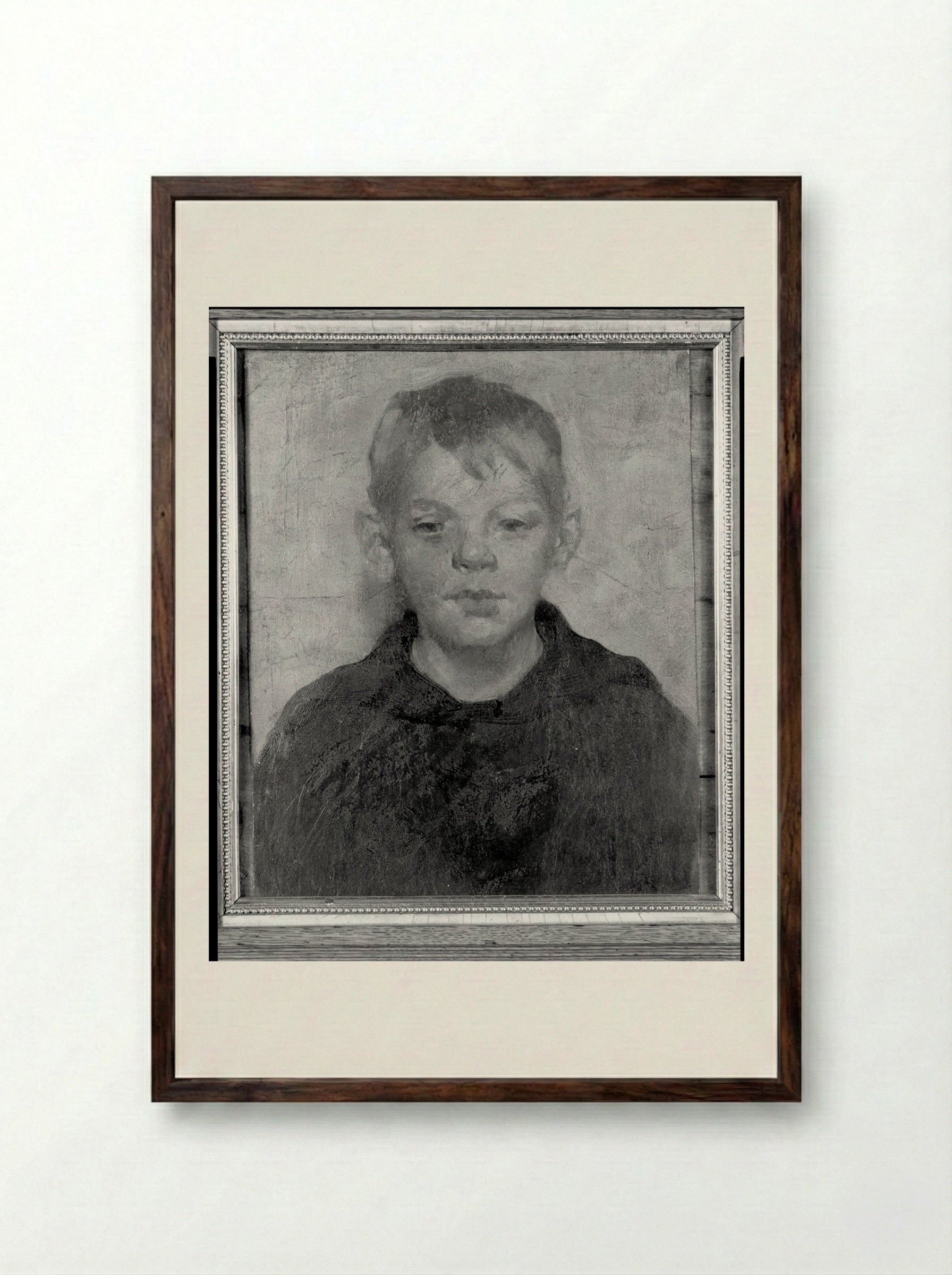Portrait of a Boy - Julian Alden Weir - Framed Print Dark Wood