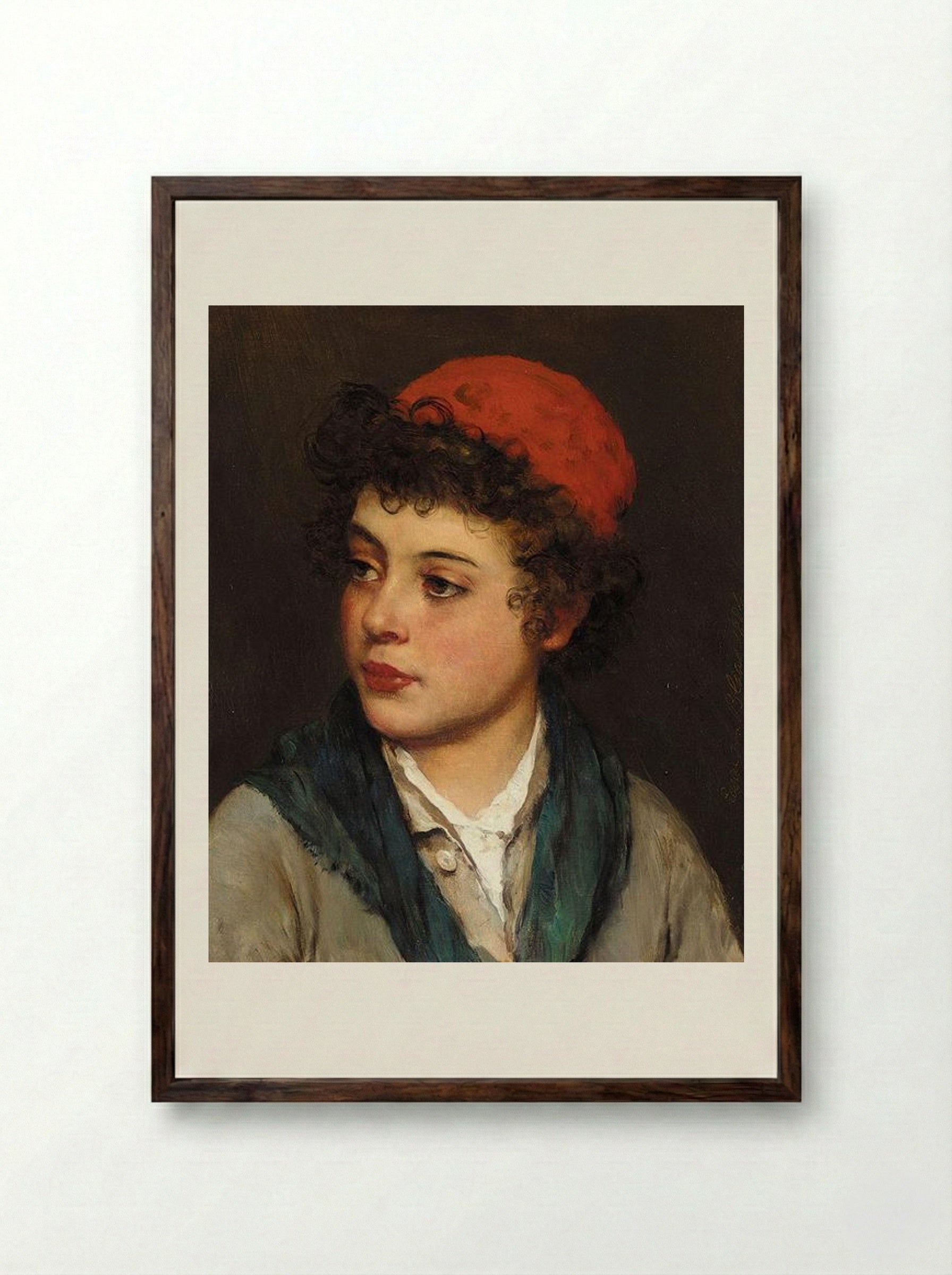 Portrait of a Boy - Eugene de Blaas - Framed Print Dark Wood