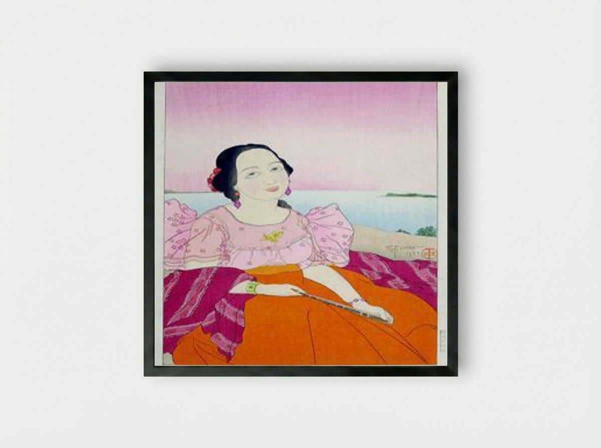 Portrait of a Chamorro Woman - Red - Framed Print Black
